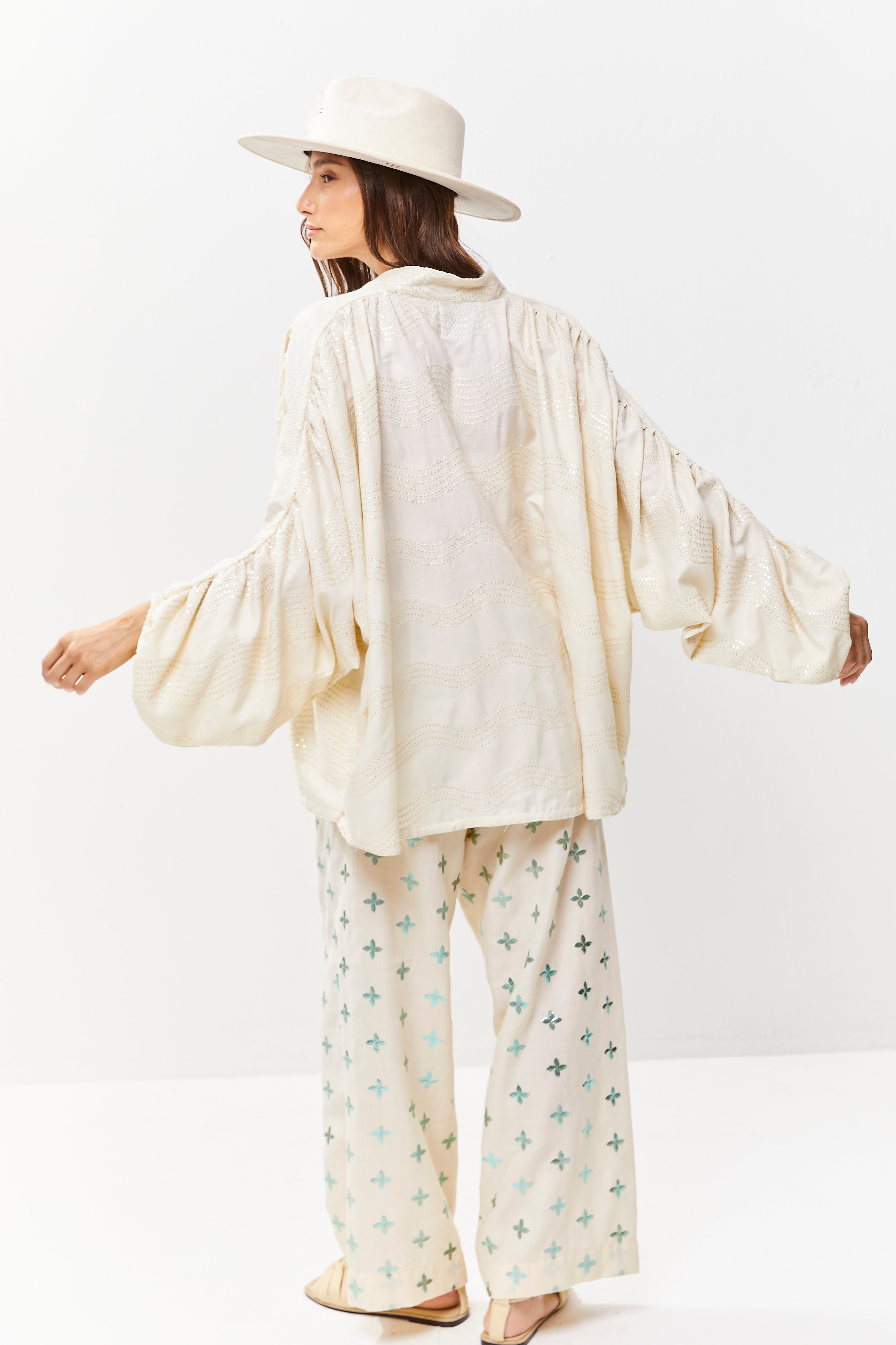 Thea Linen Shirt Ivory Ripple