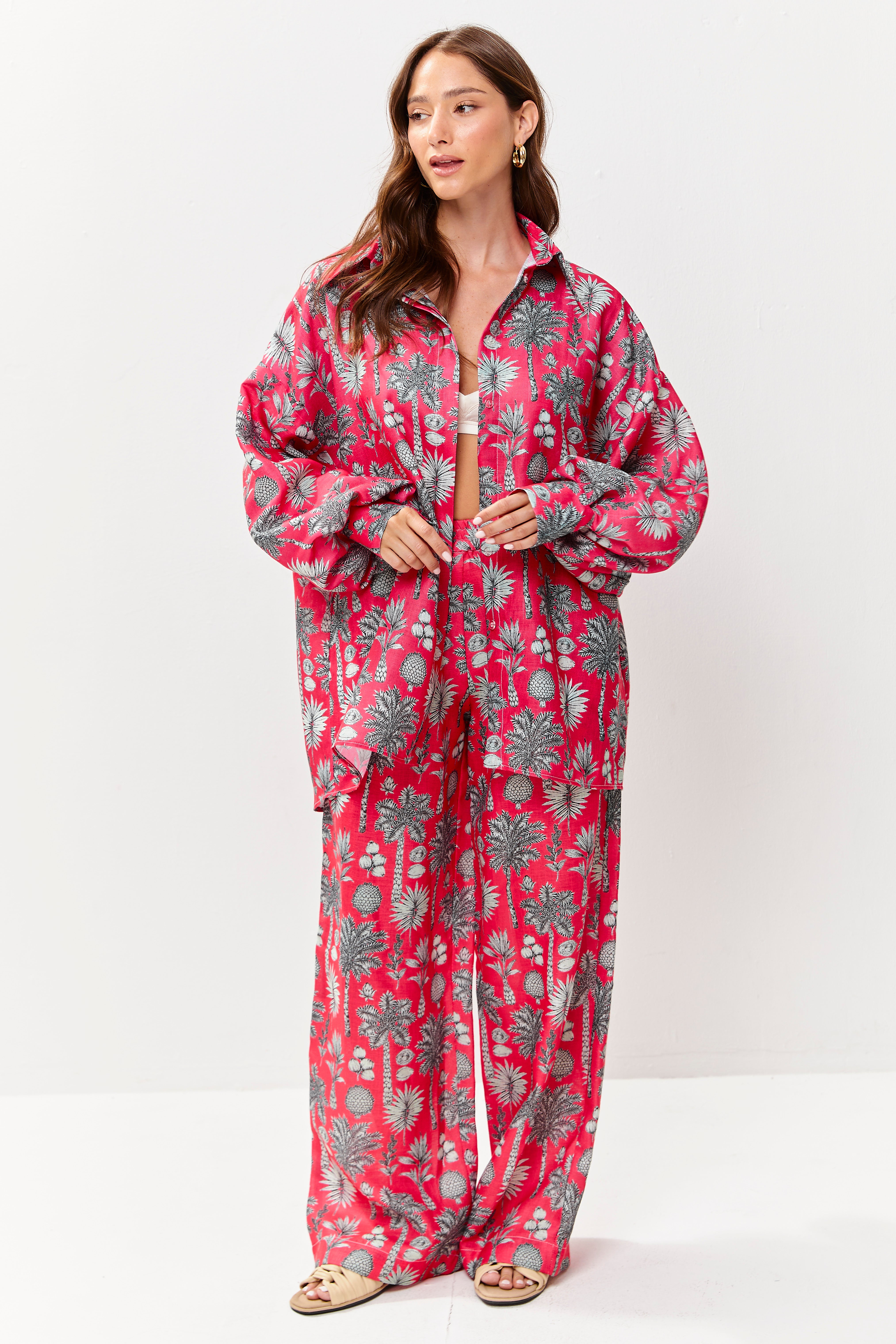 Selena Linen Pants Flora Magenta