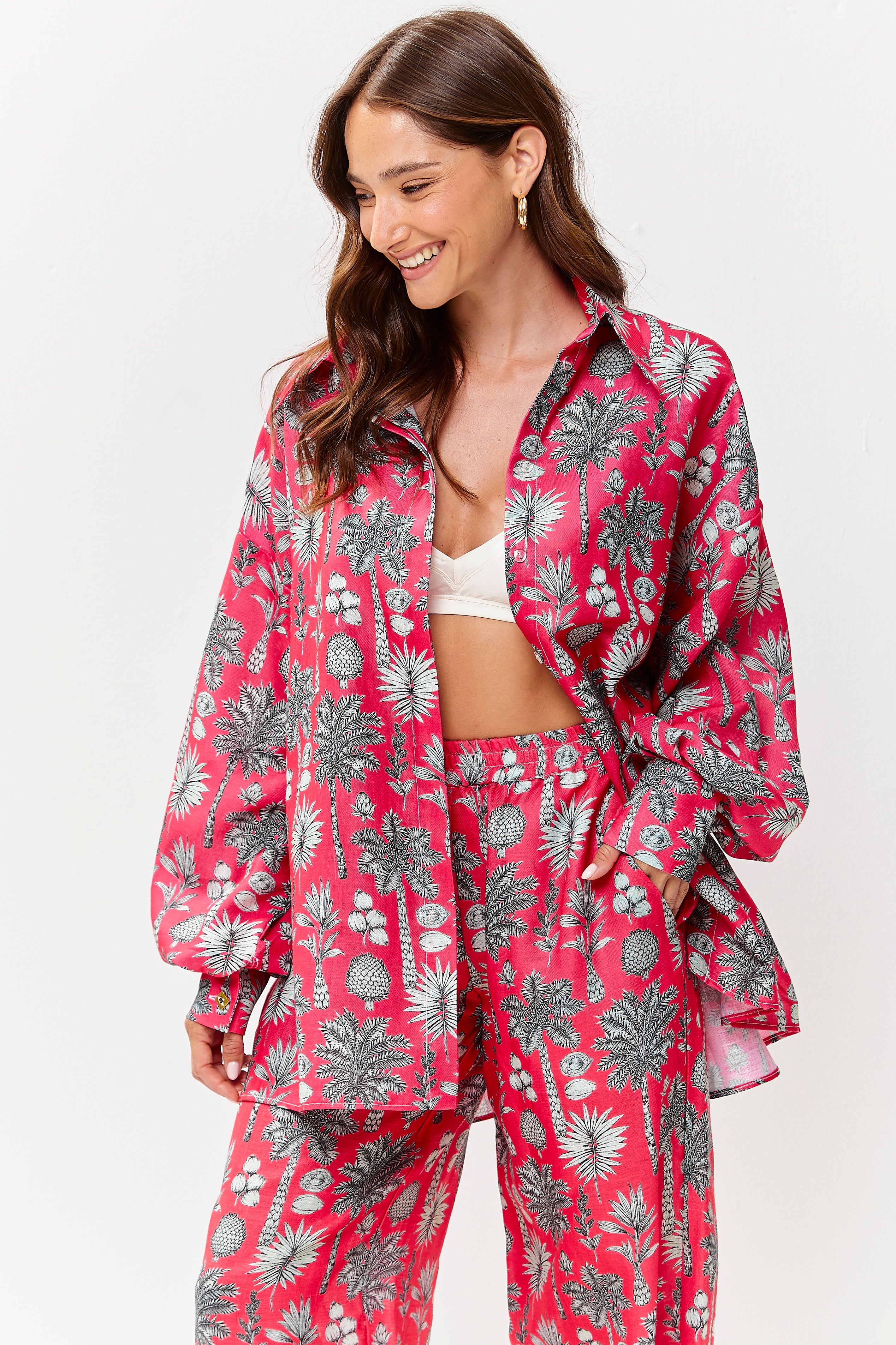 Selena Linen Pants Flora Magenta