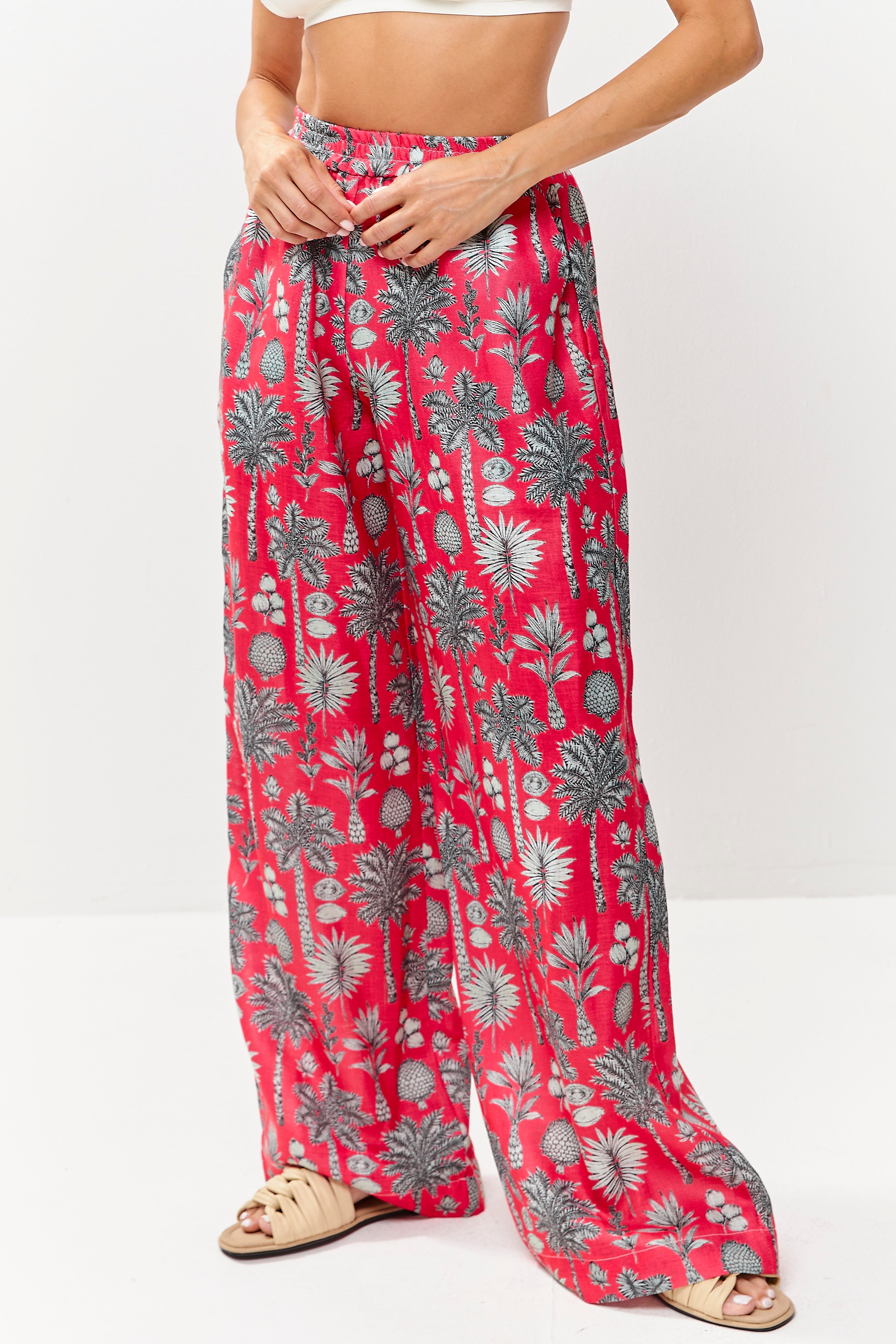 Selena Linen Pants Flora Magenta