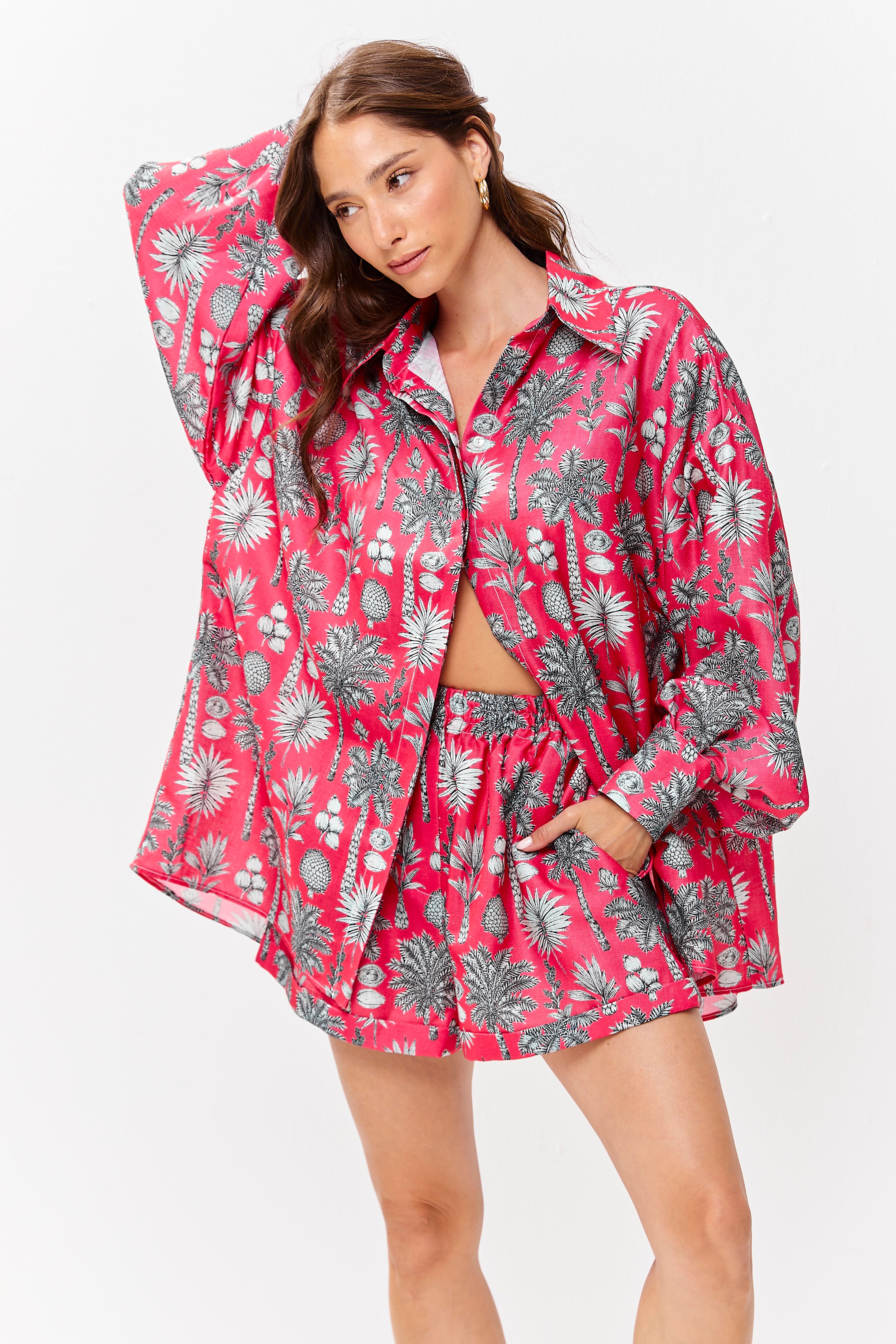 Selena Linen Shirt Flora Magenta