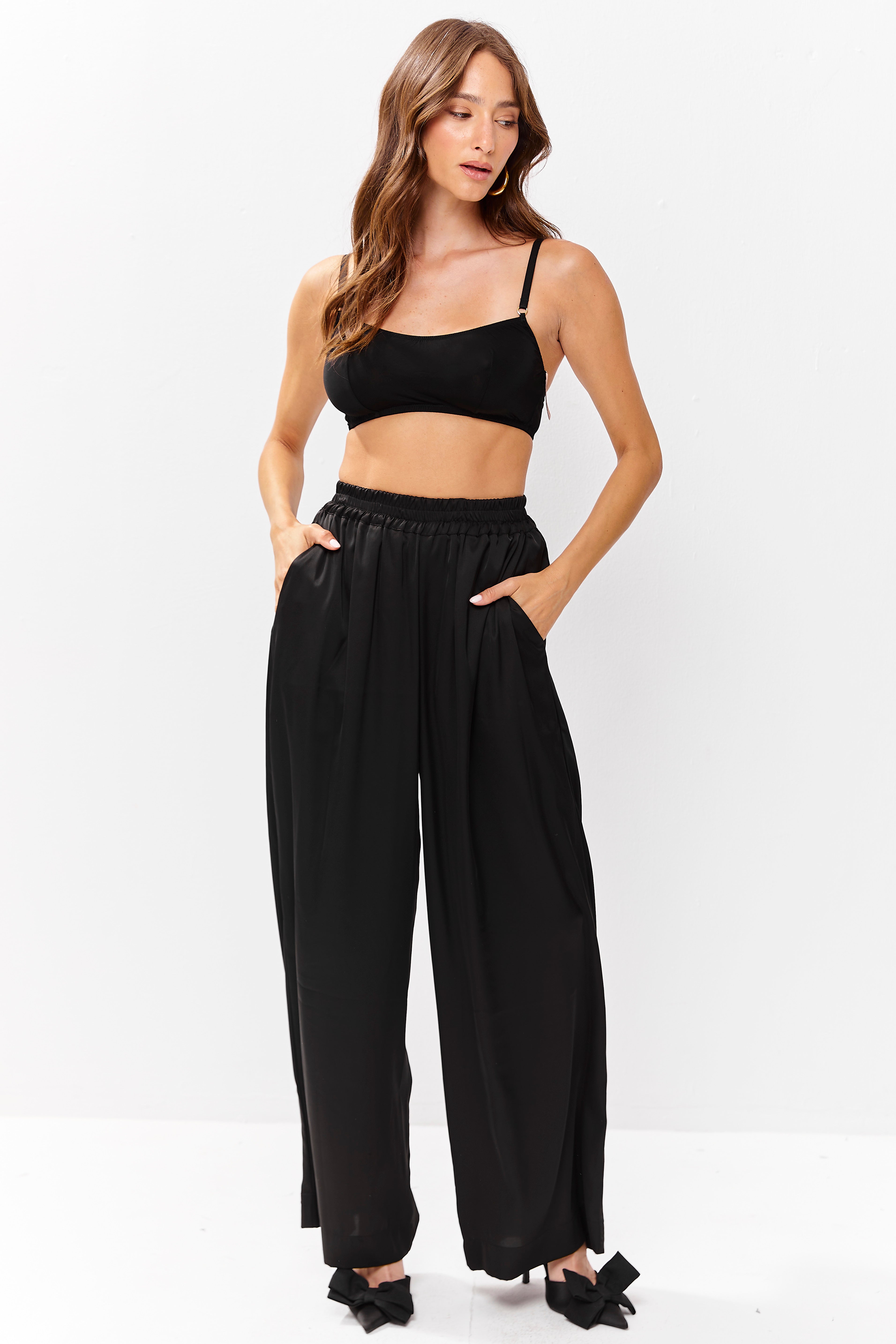 Lula Satin Pants Black