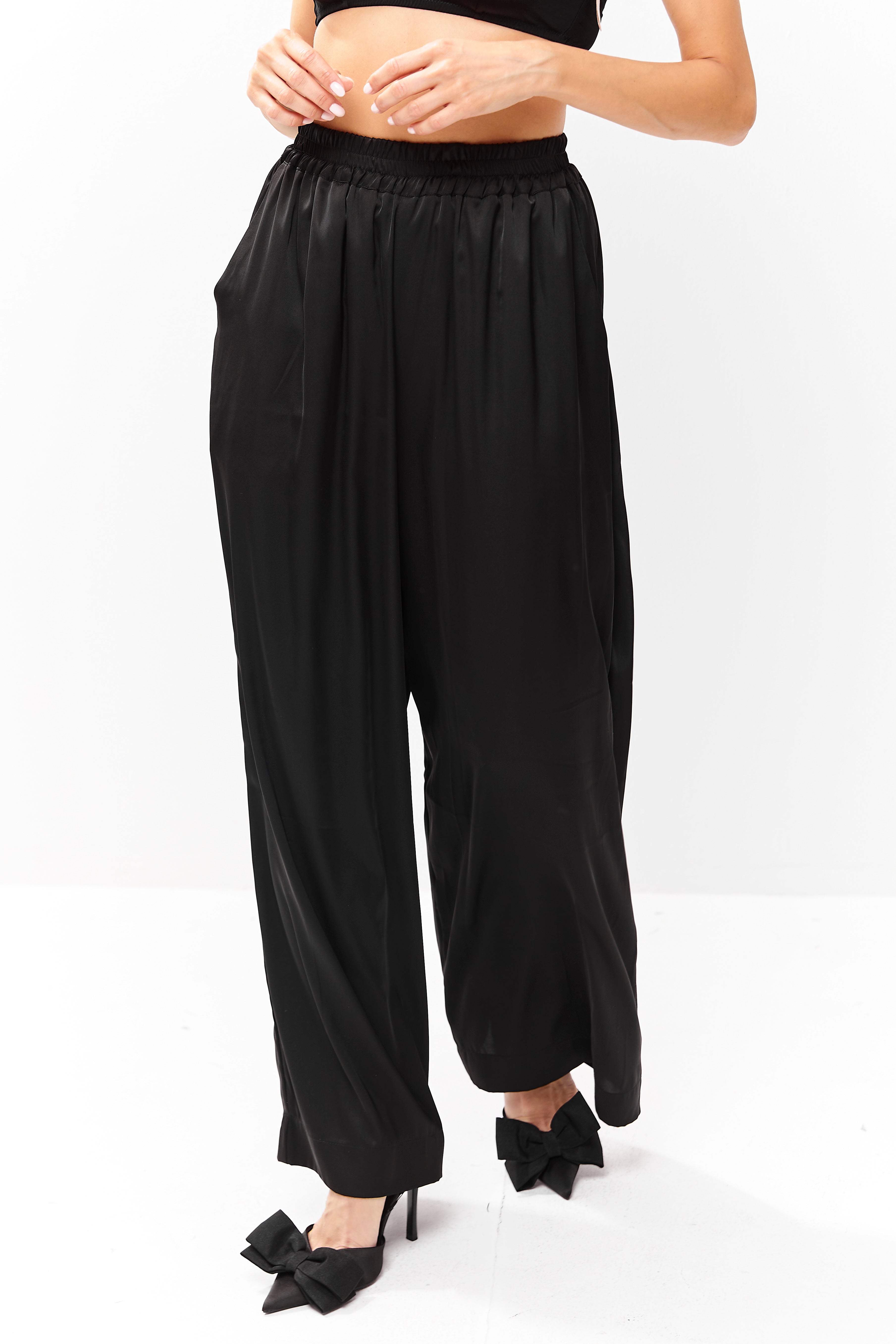 Lula Satin Pants Black