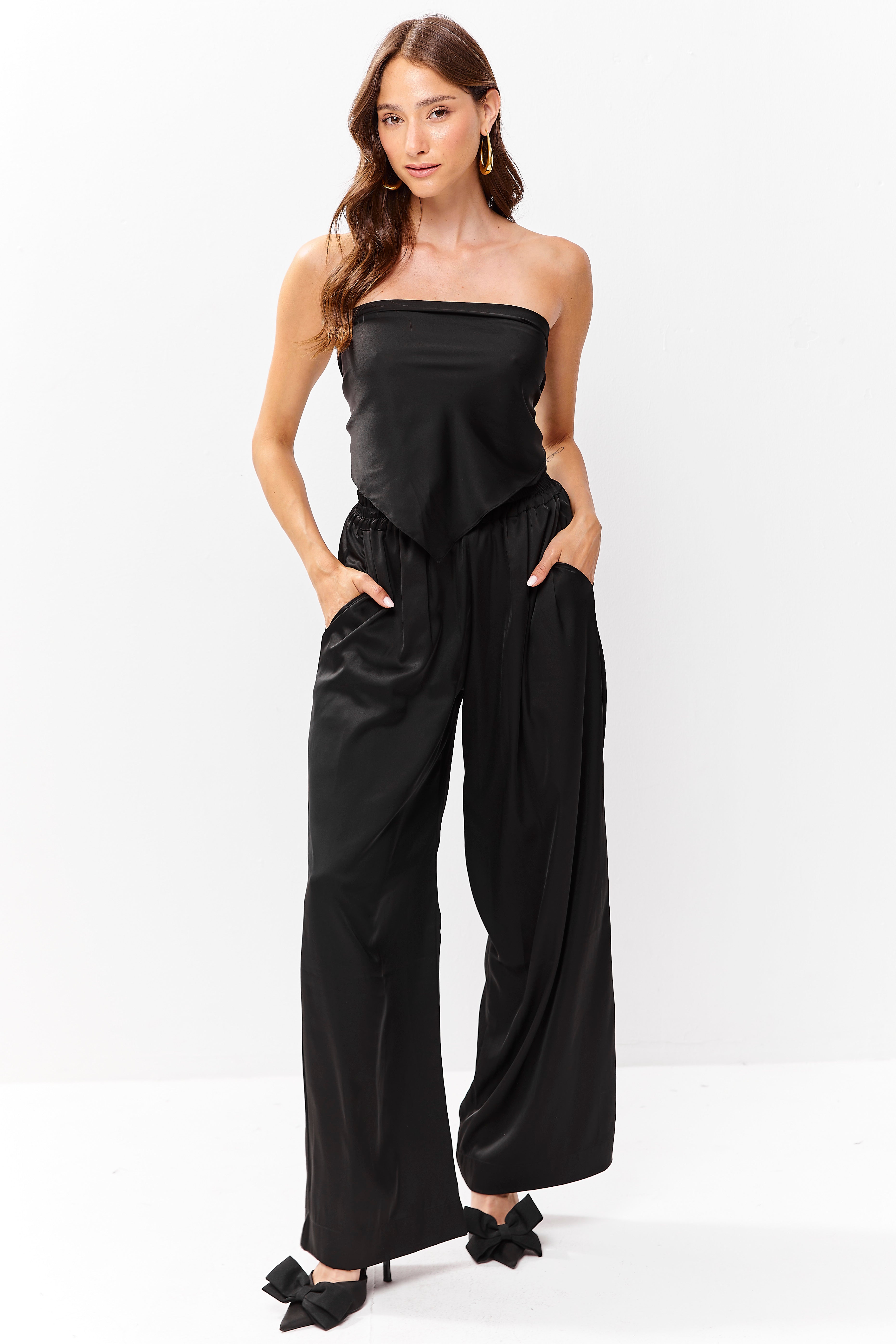 Selena Satin Scarf Black