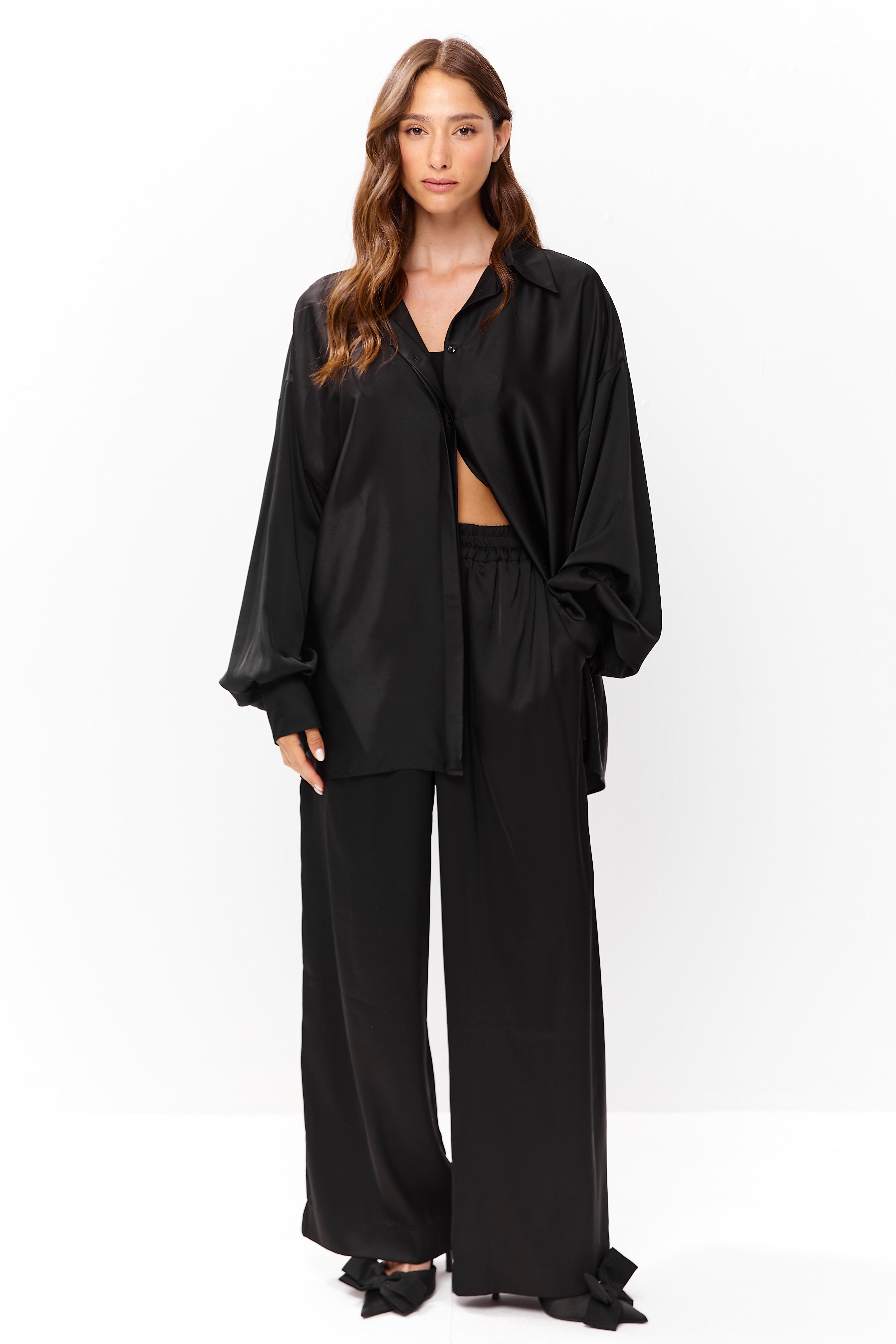 Lula Satin Pants Black