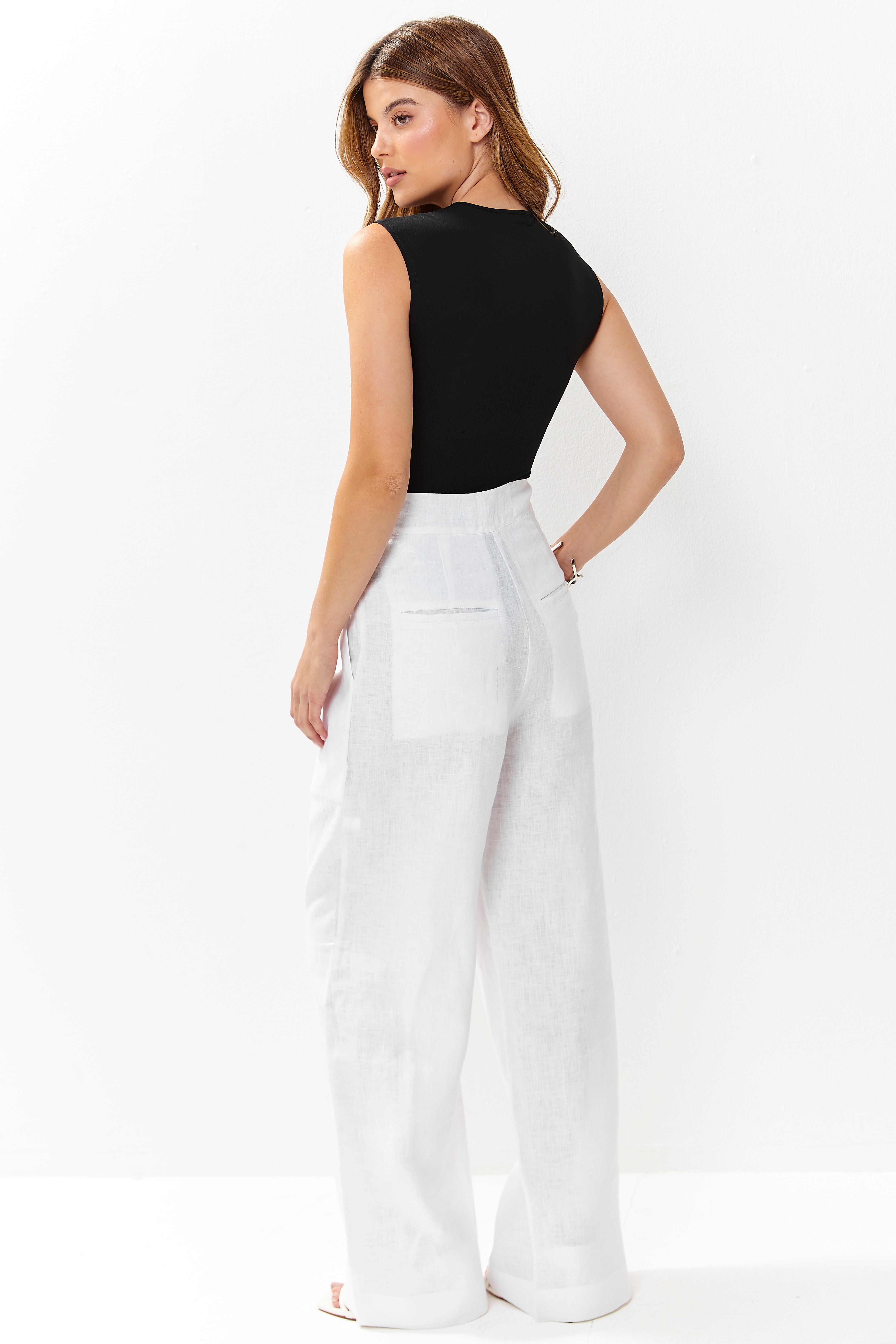 Isla Linen Pants White