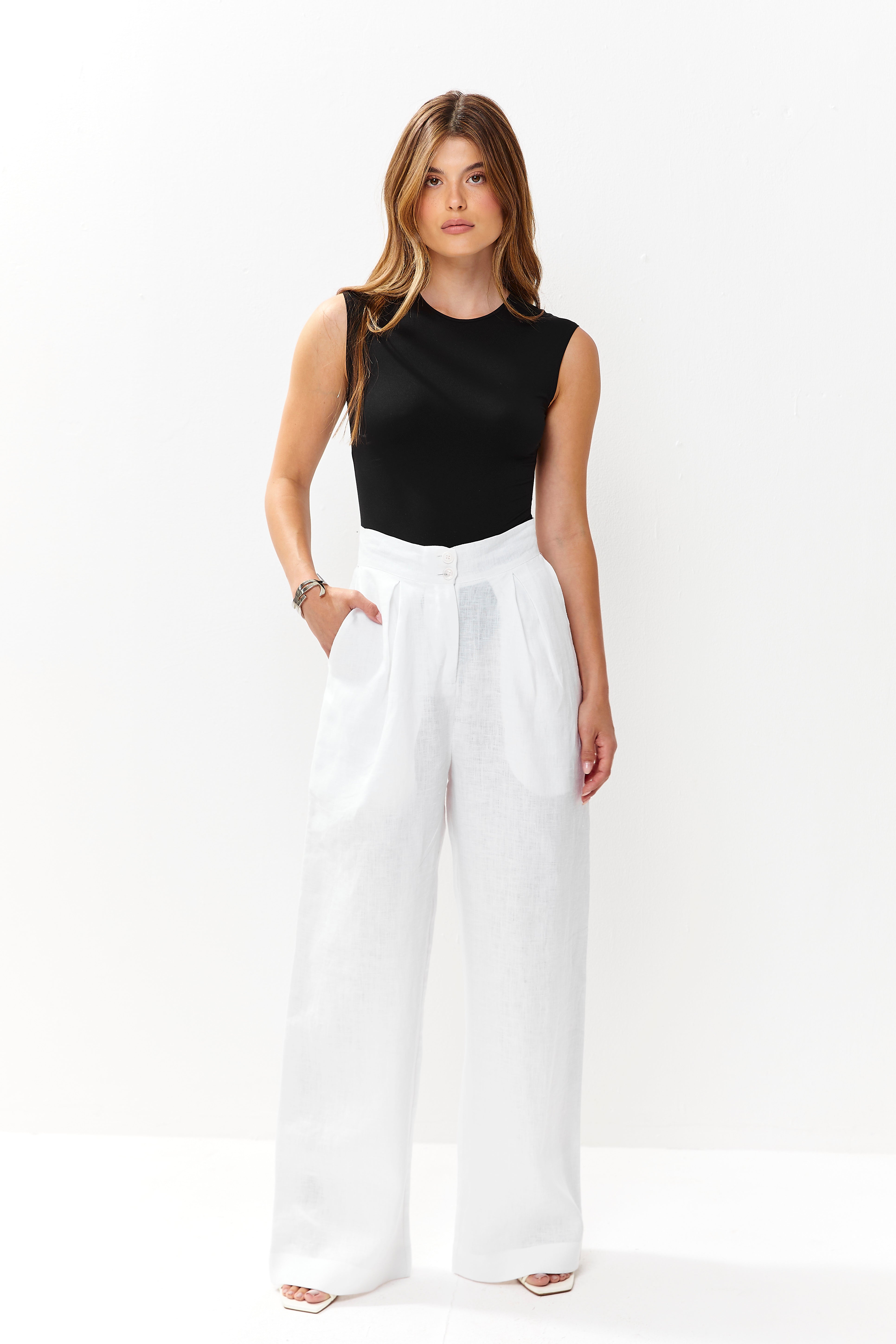 Isla Linen Pants White