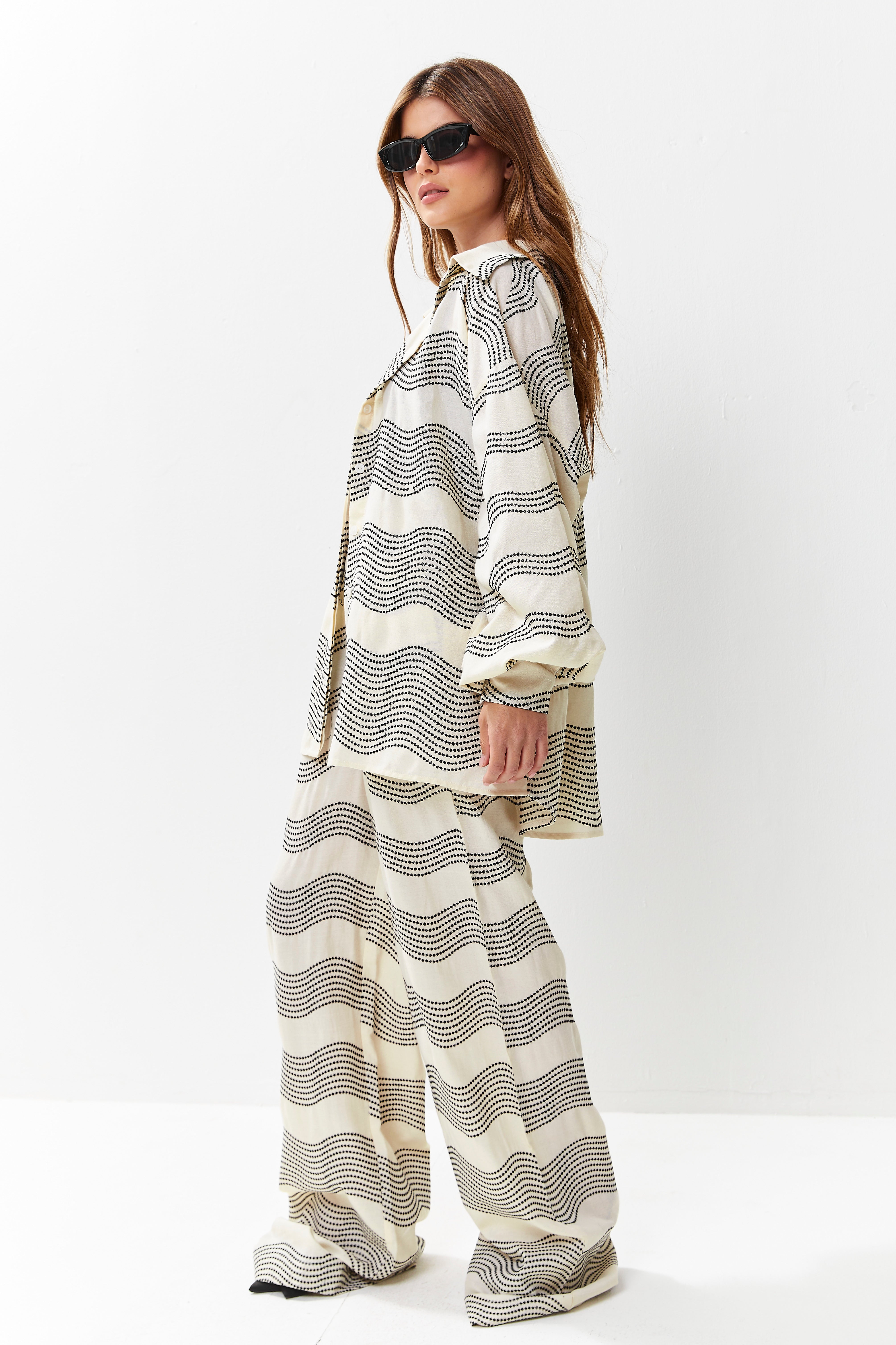 Isla Linen Pants Black Ripple