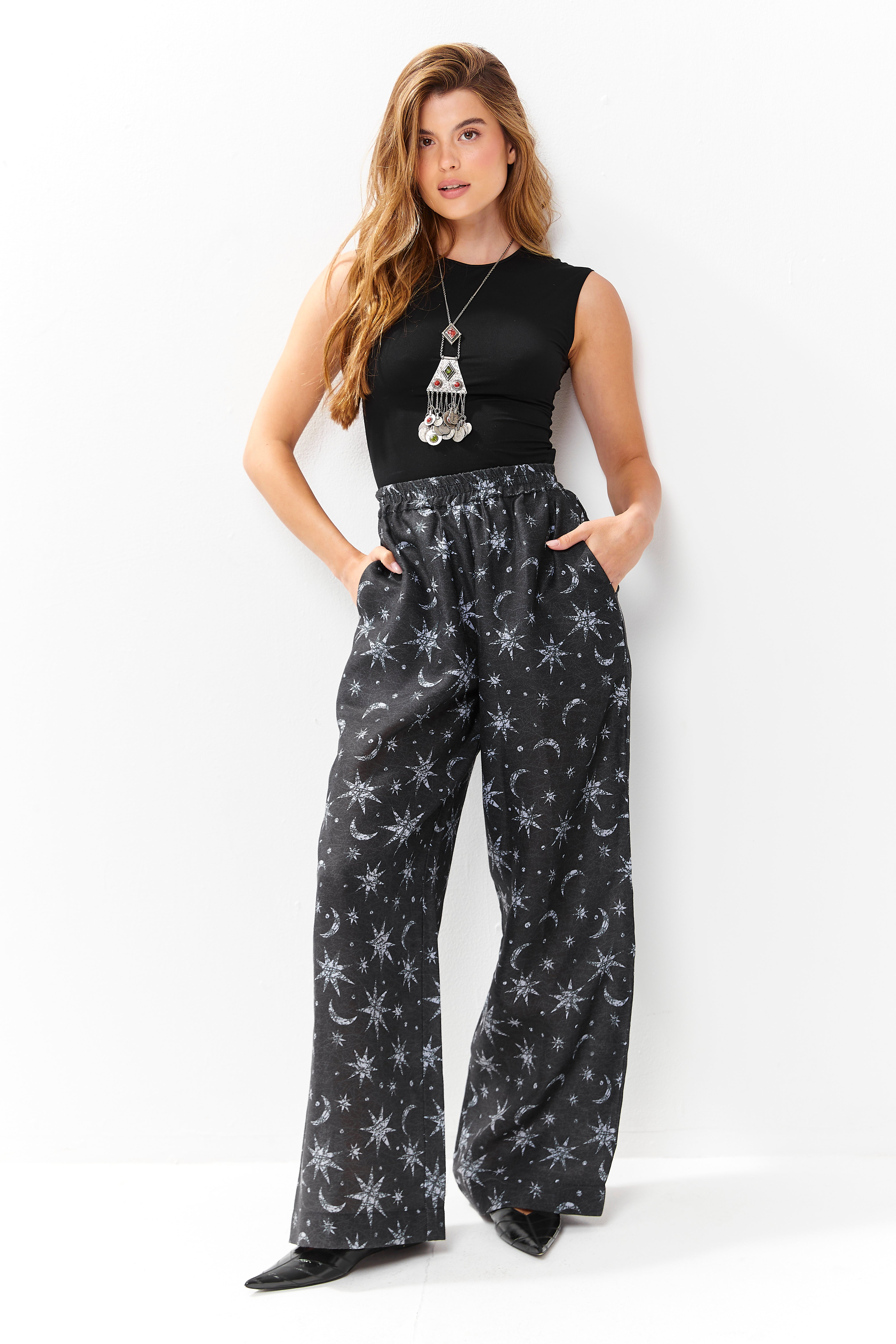 Selena Linen Pants Lunar Sky