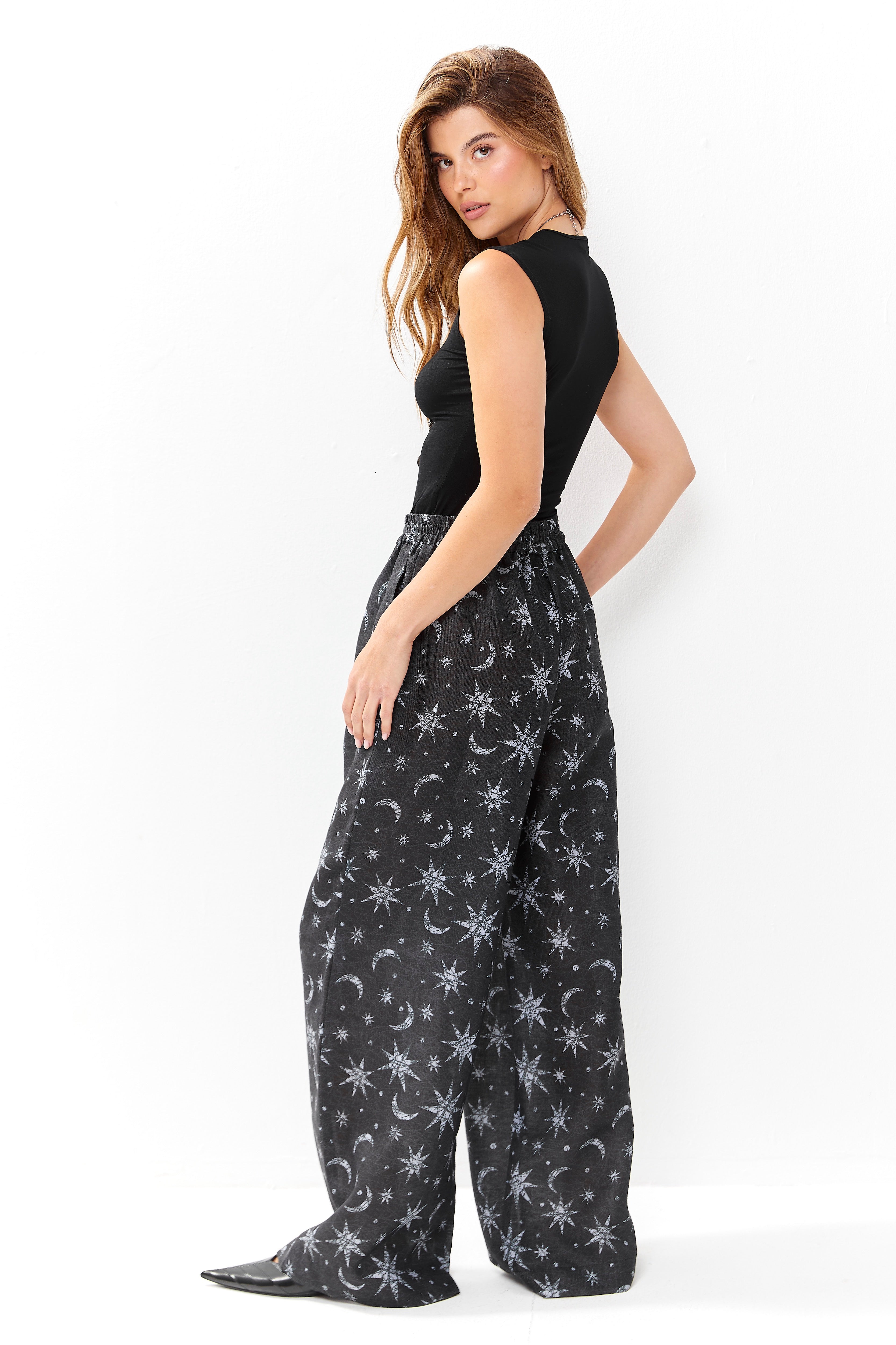 Selena Linen Pants Lunar Sky