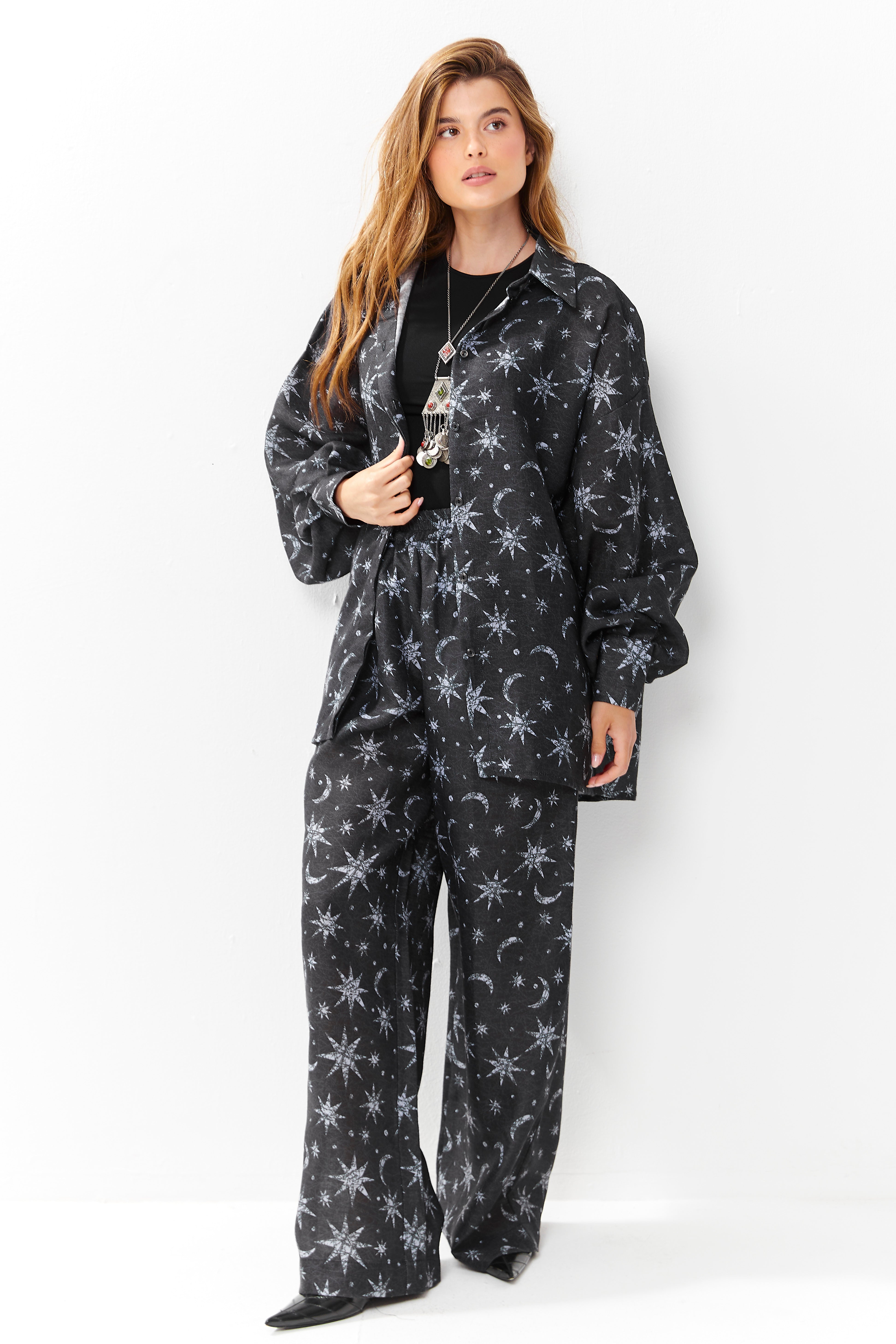 Selena Linen Pants Lunar Sky