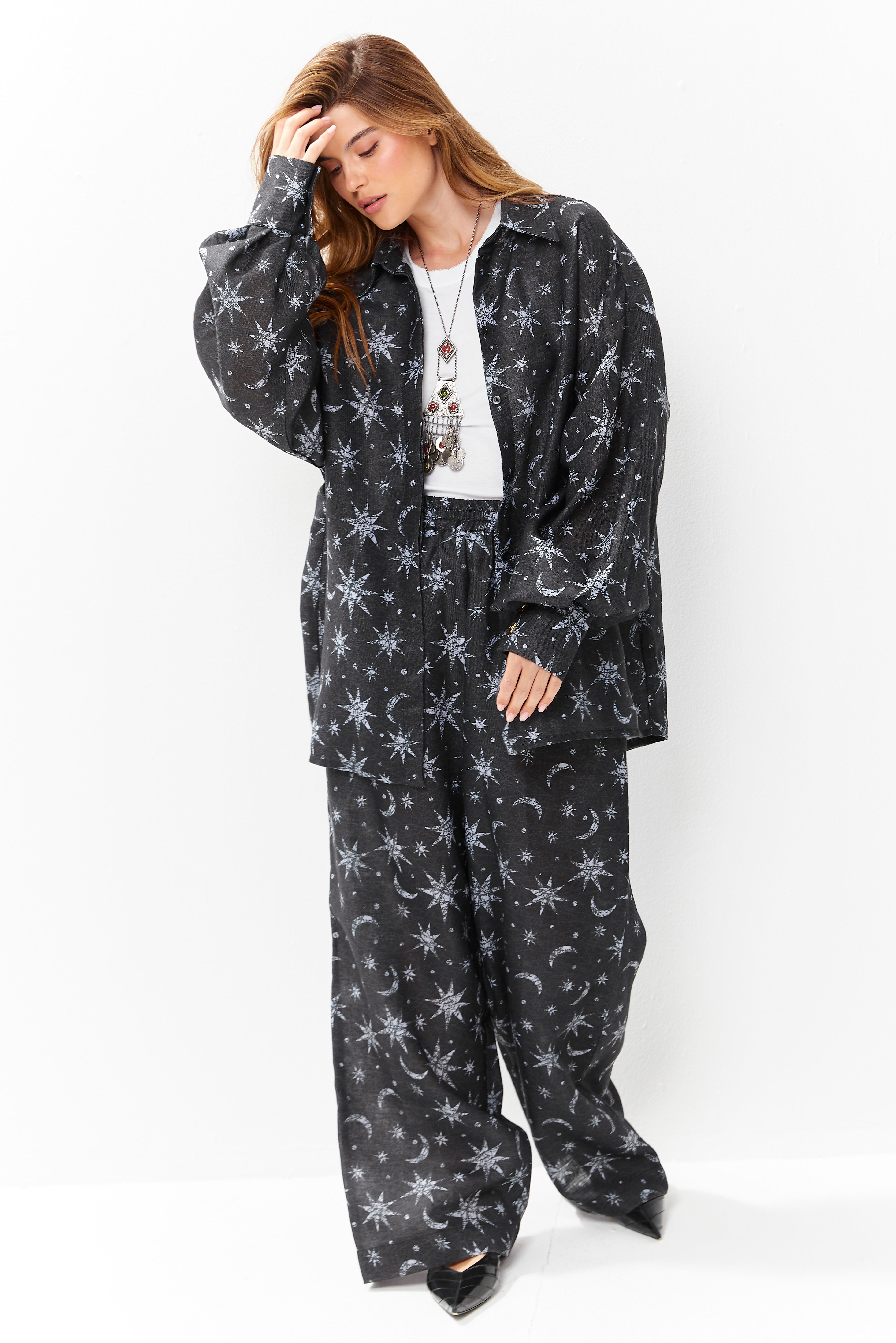 Selena Linen Shirt Lunar Sky