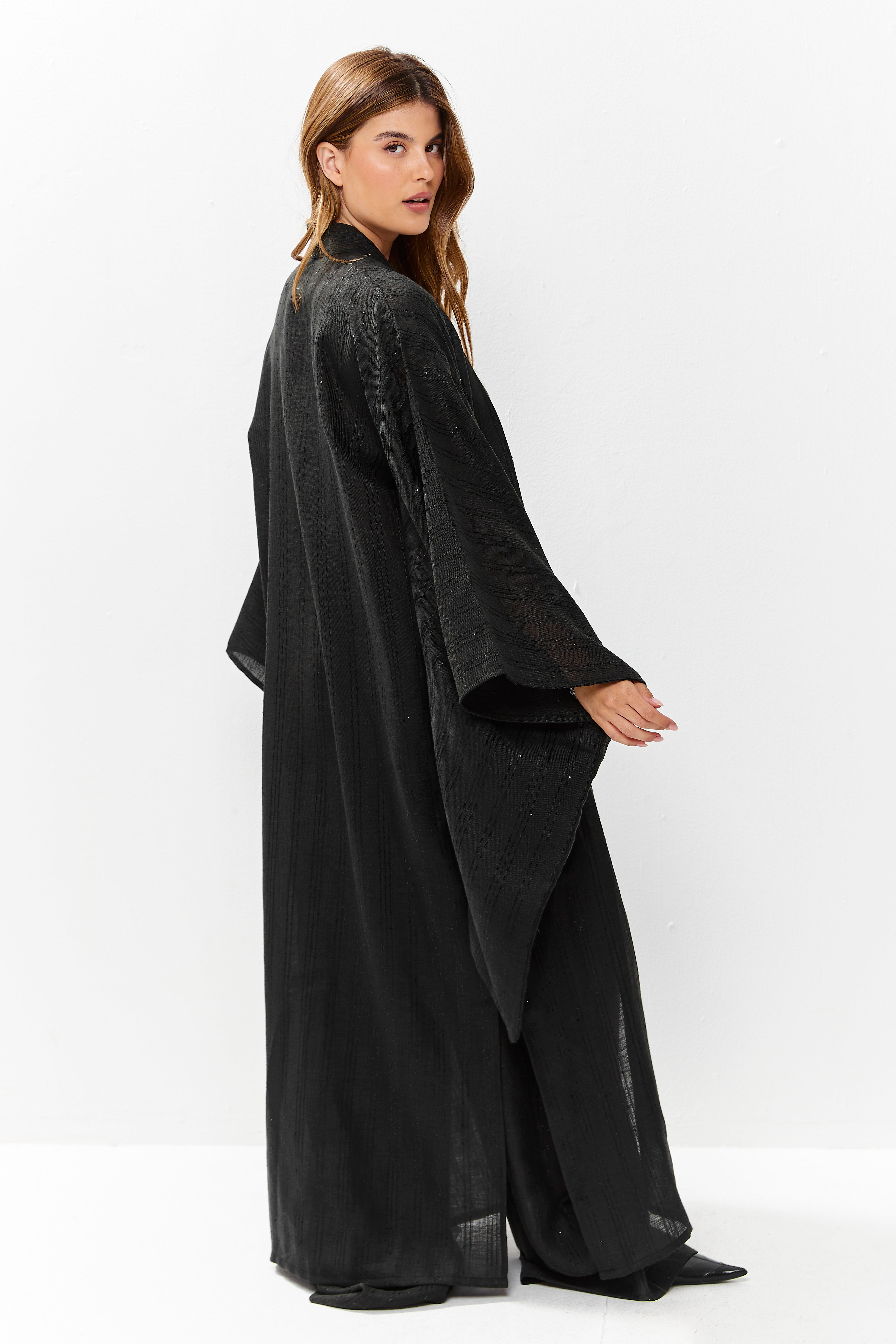 Noa Linen Kimono Black