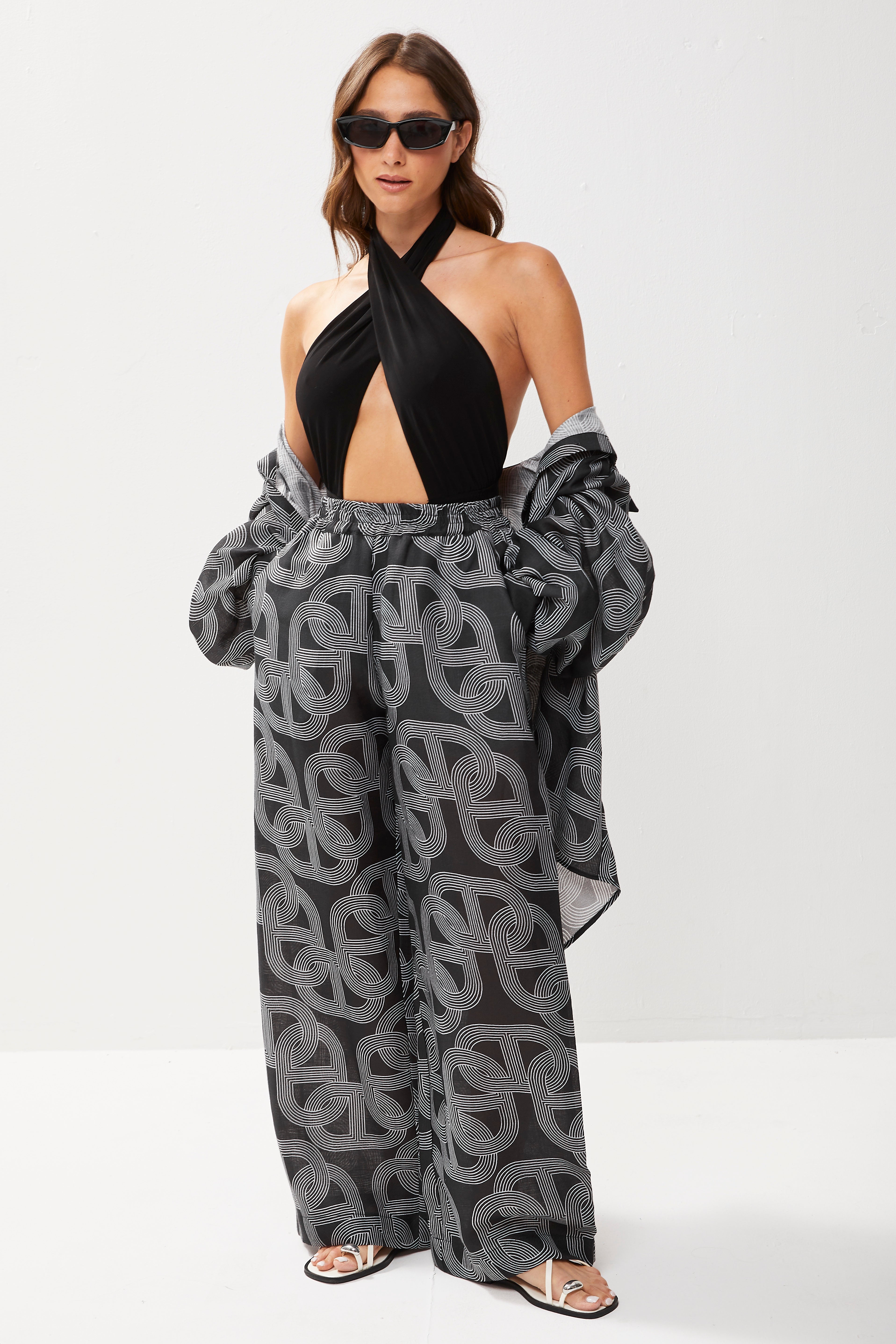 Selena Linen Pants Noir Link