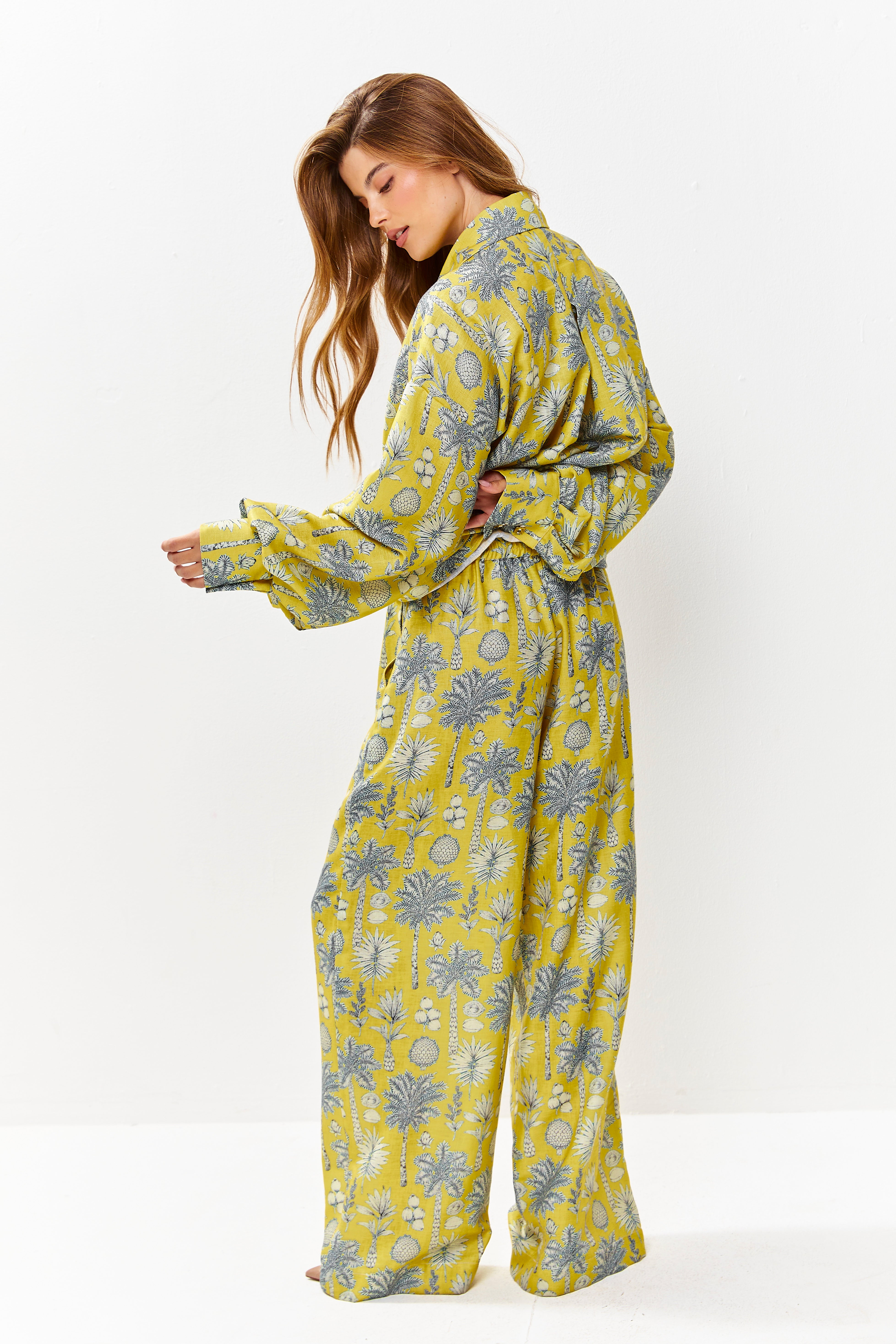 Selena Linen Shirt Flora Yellow