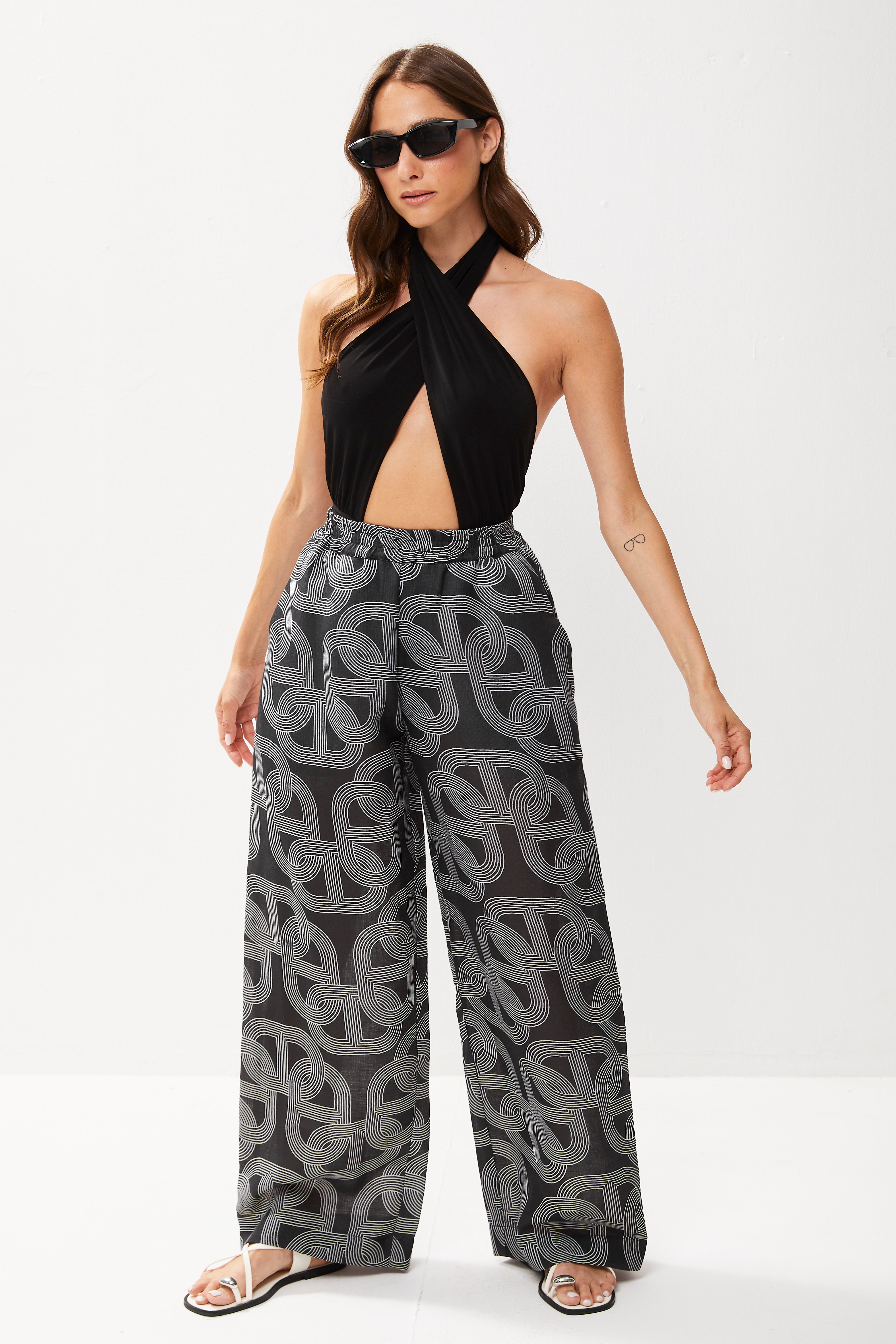 Selena Linen Pants Noir Link