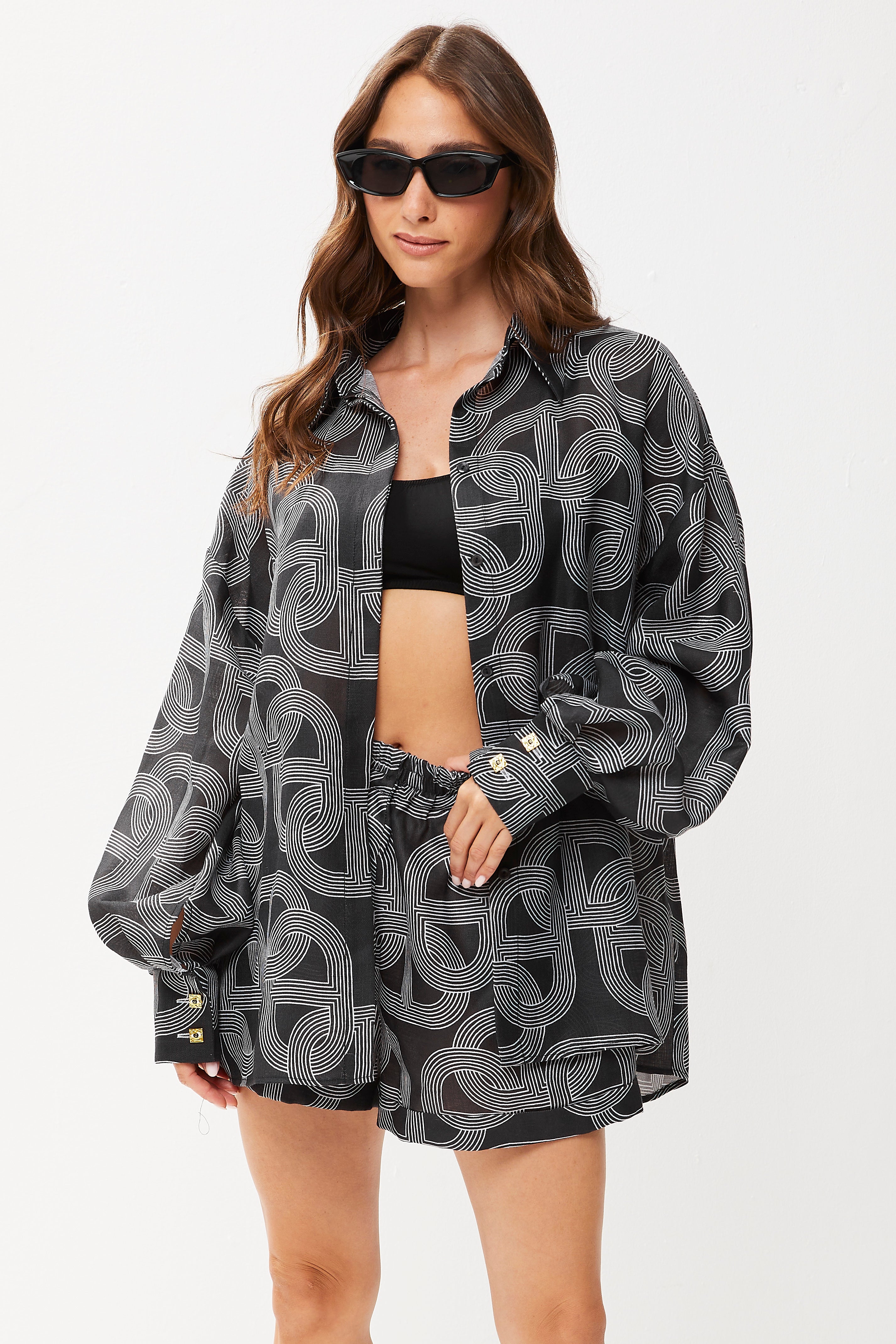 Selena Linen Shorts Noir Link