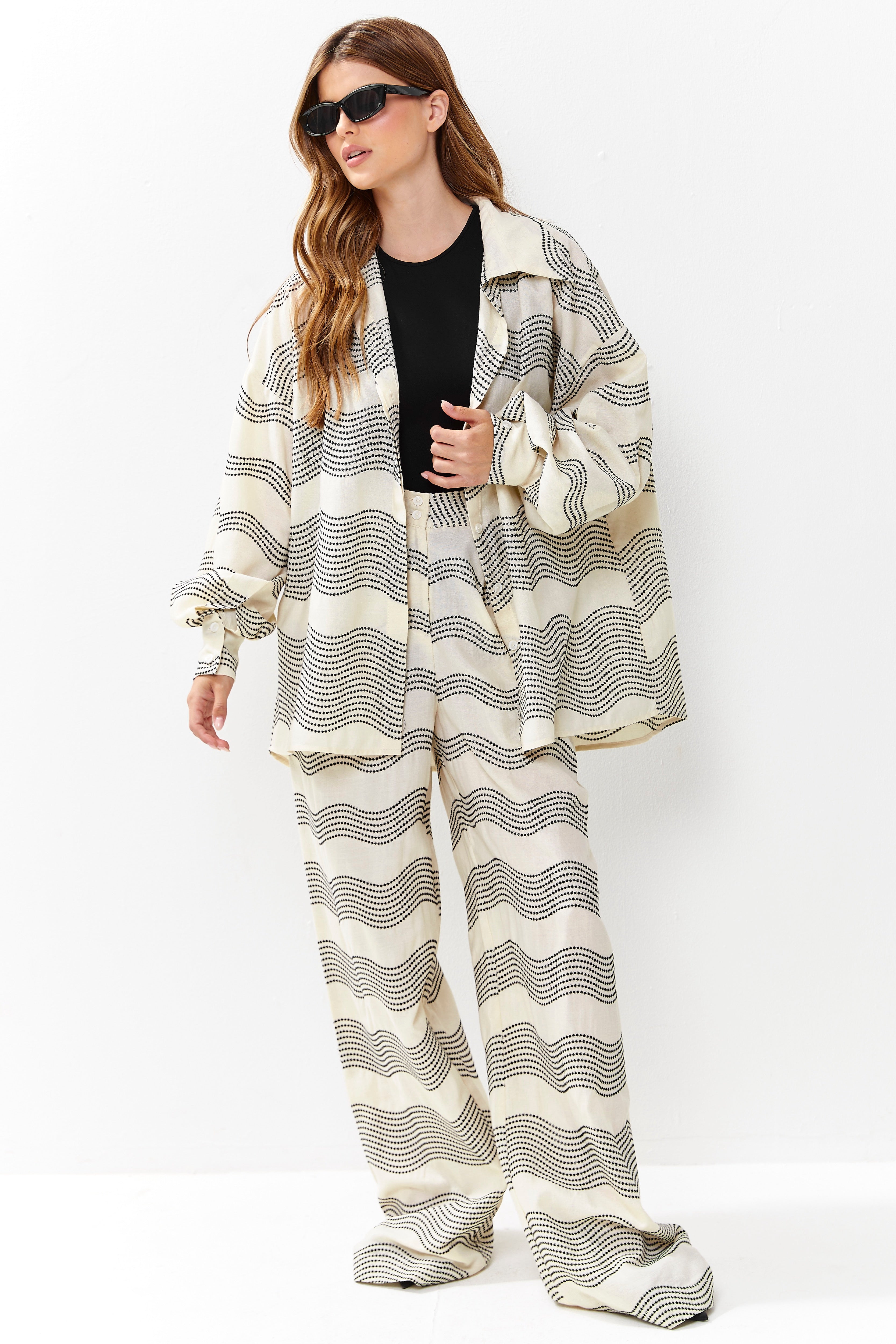 Selena Linen Shirt Black Ripple