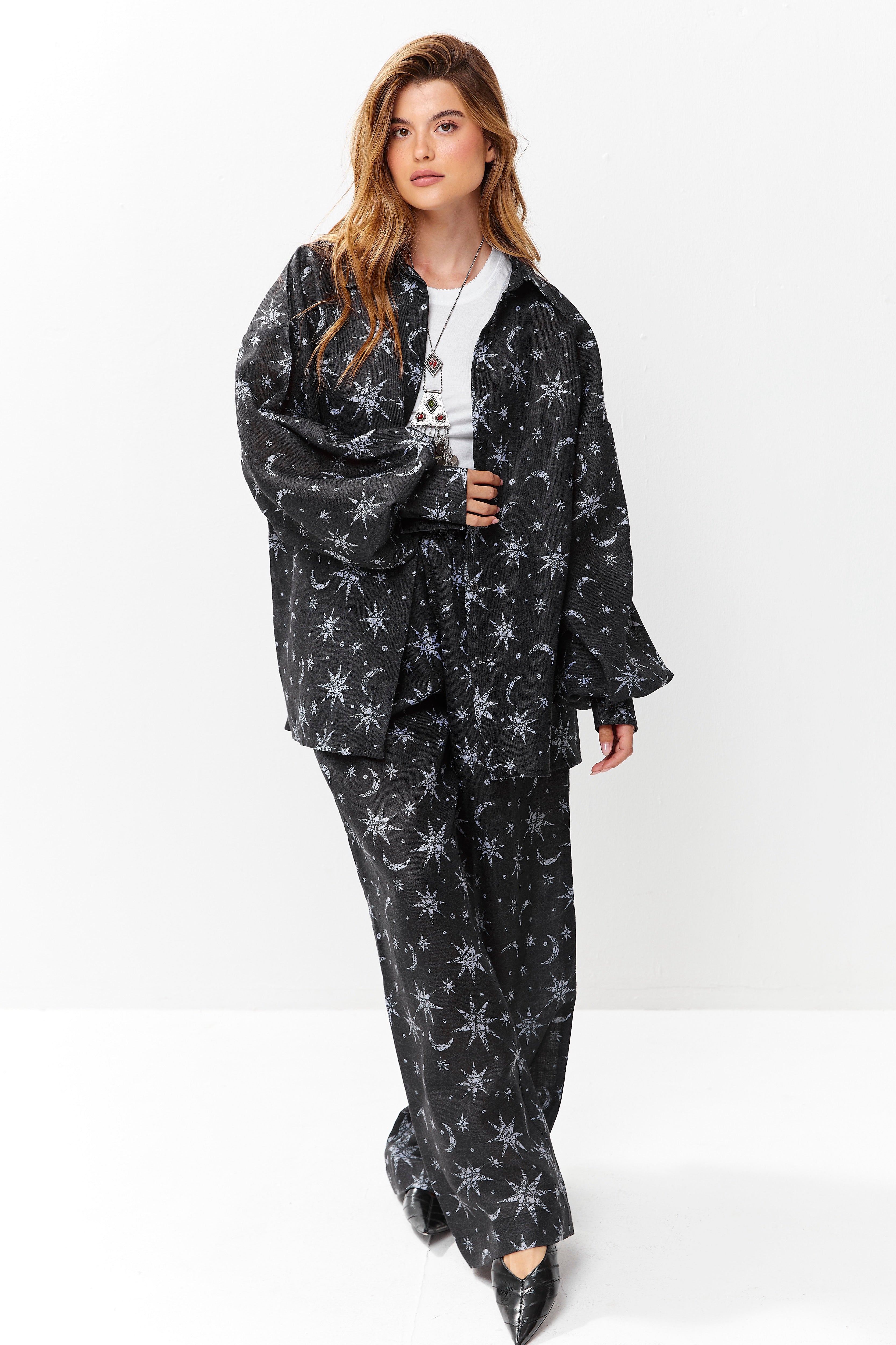 Selena Linen Shirt Lunar Sky