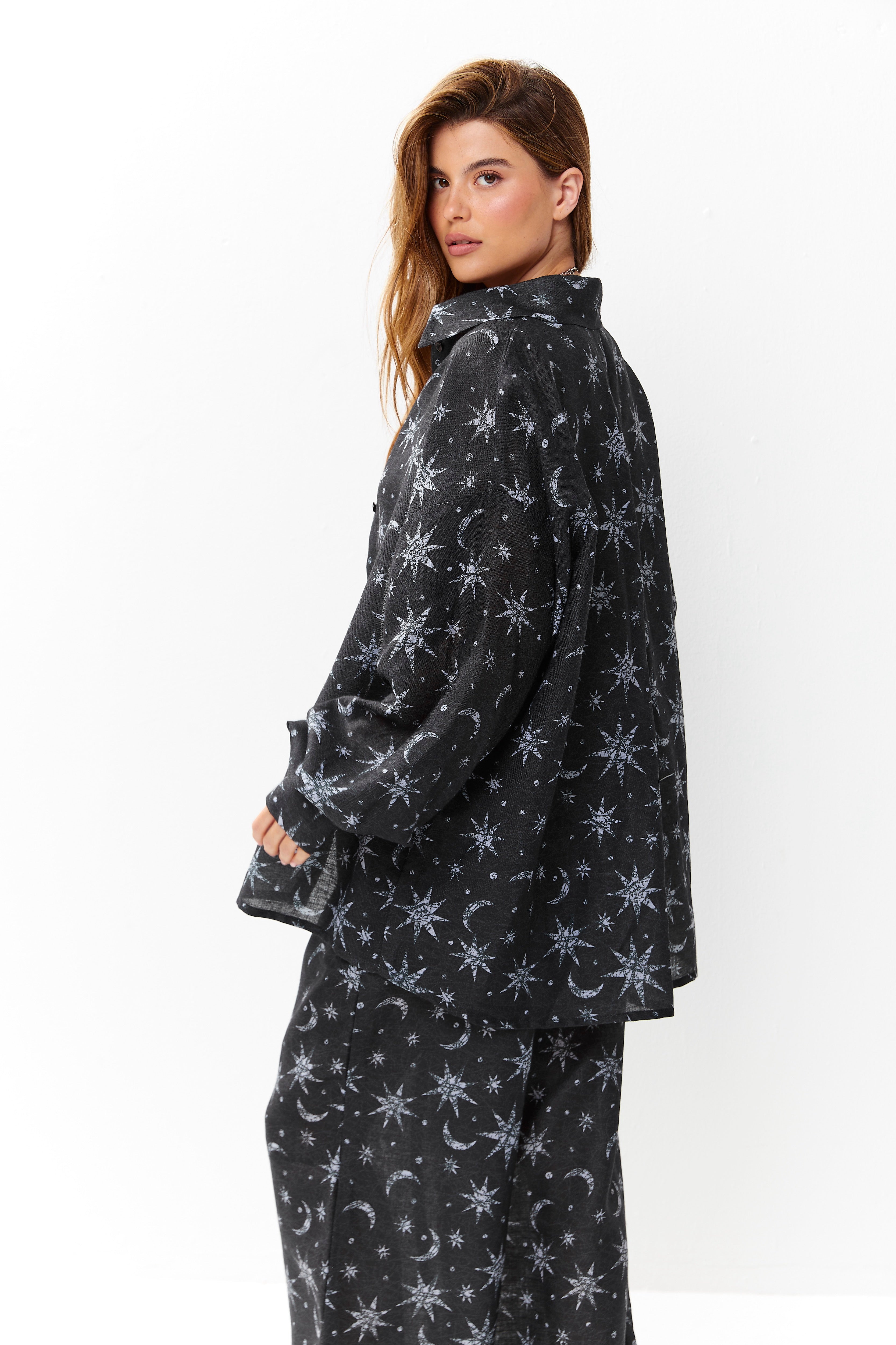 Selena Linen Shirt Lunar Sky