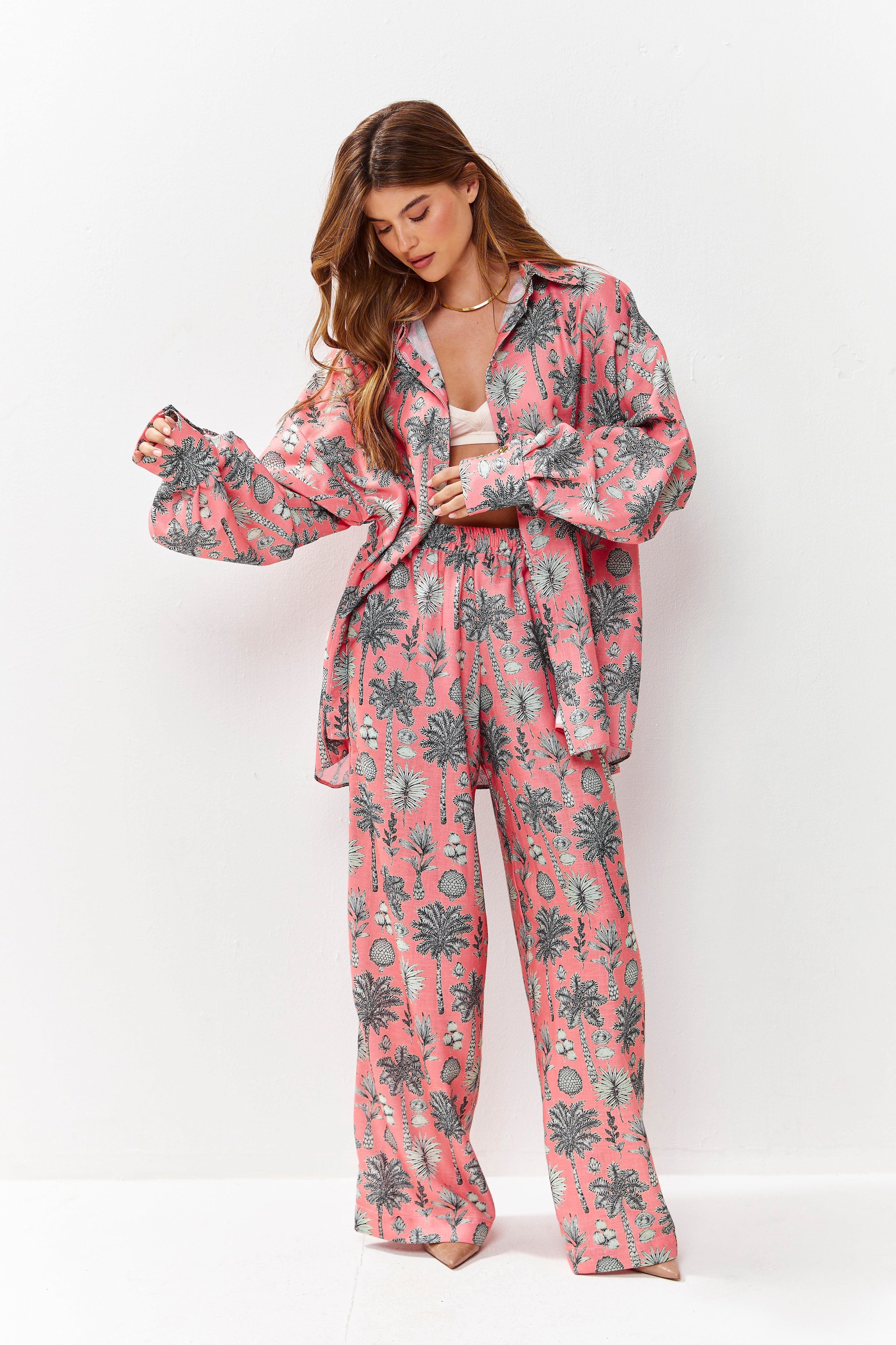 Selena Linen Shirt Flora Blush