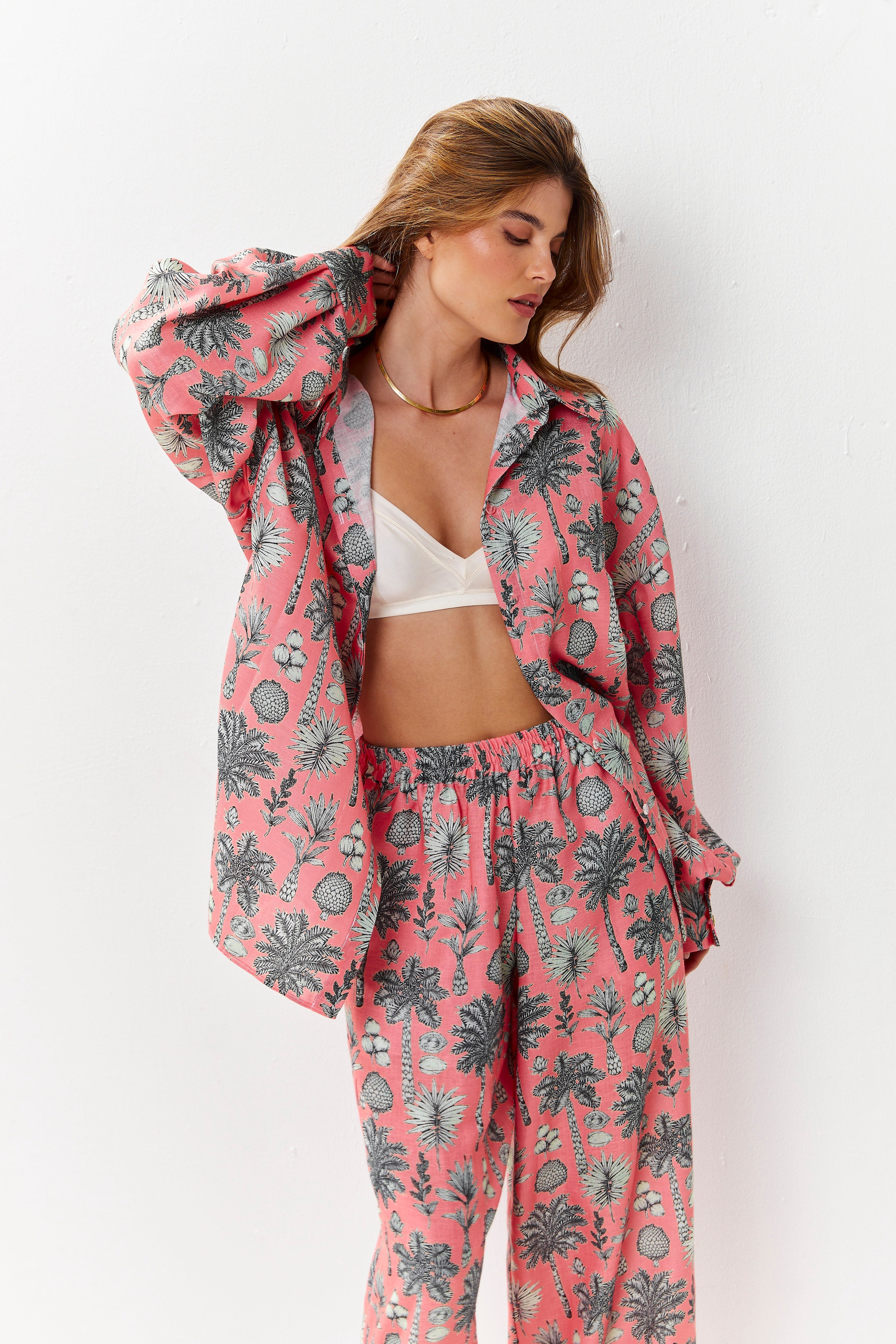 Selena Linen Shirt Flora Blush