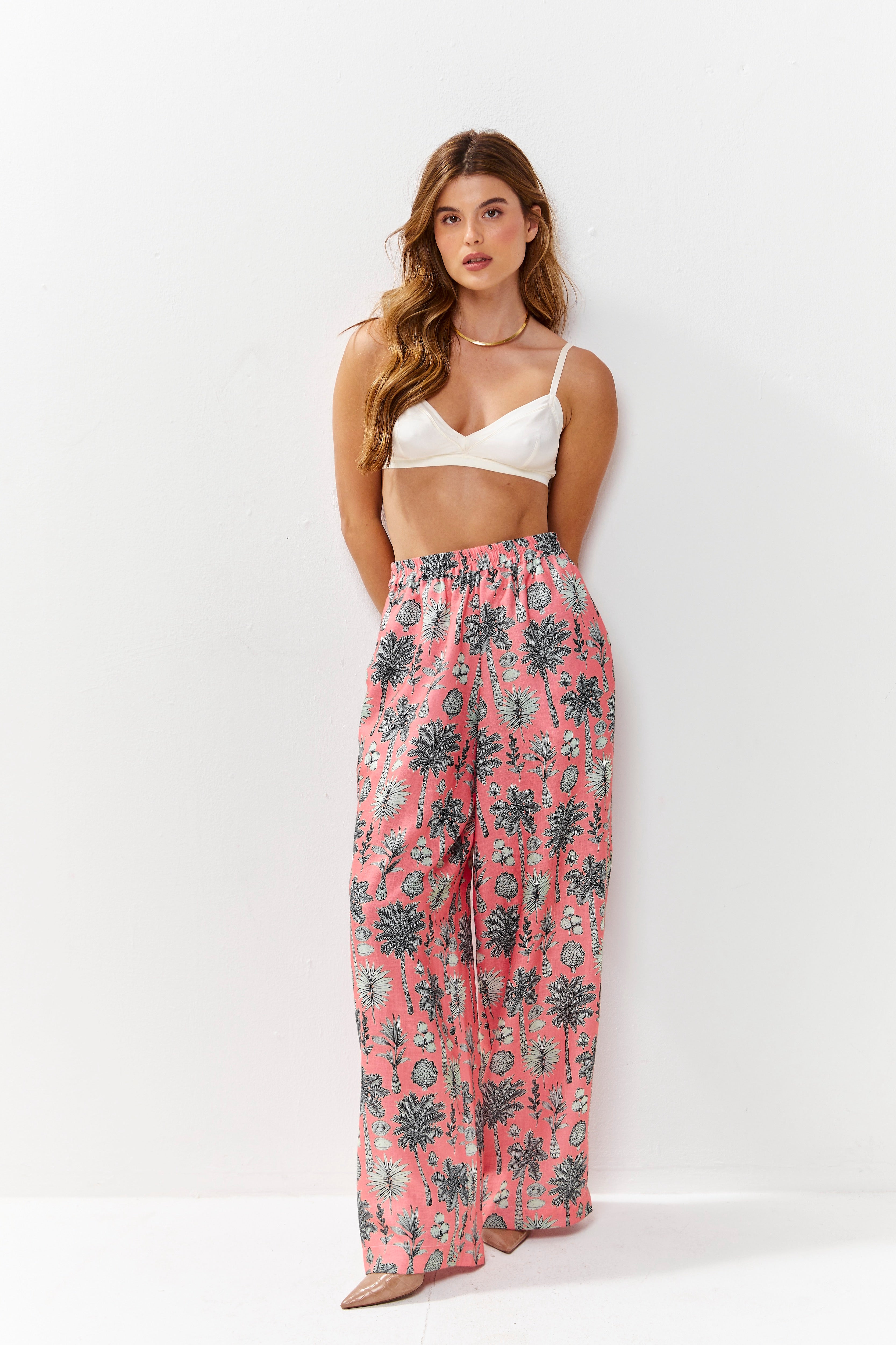 Selena Linen Pants Flora Blush