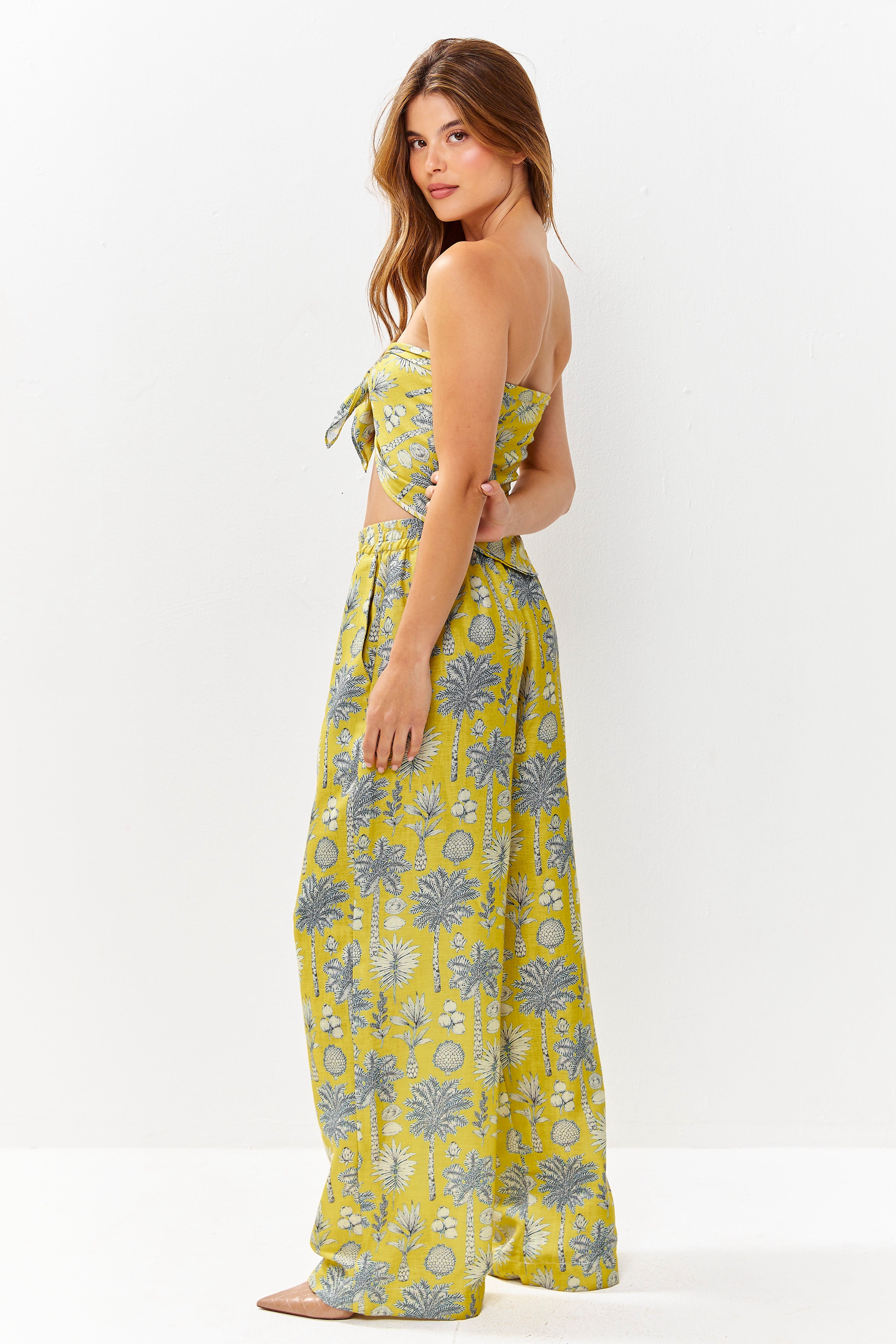 Selena Linen Scarf Flora Yellow