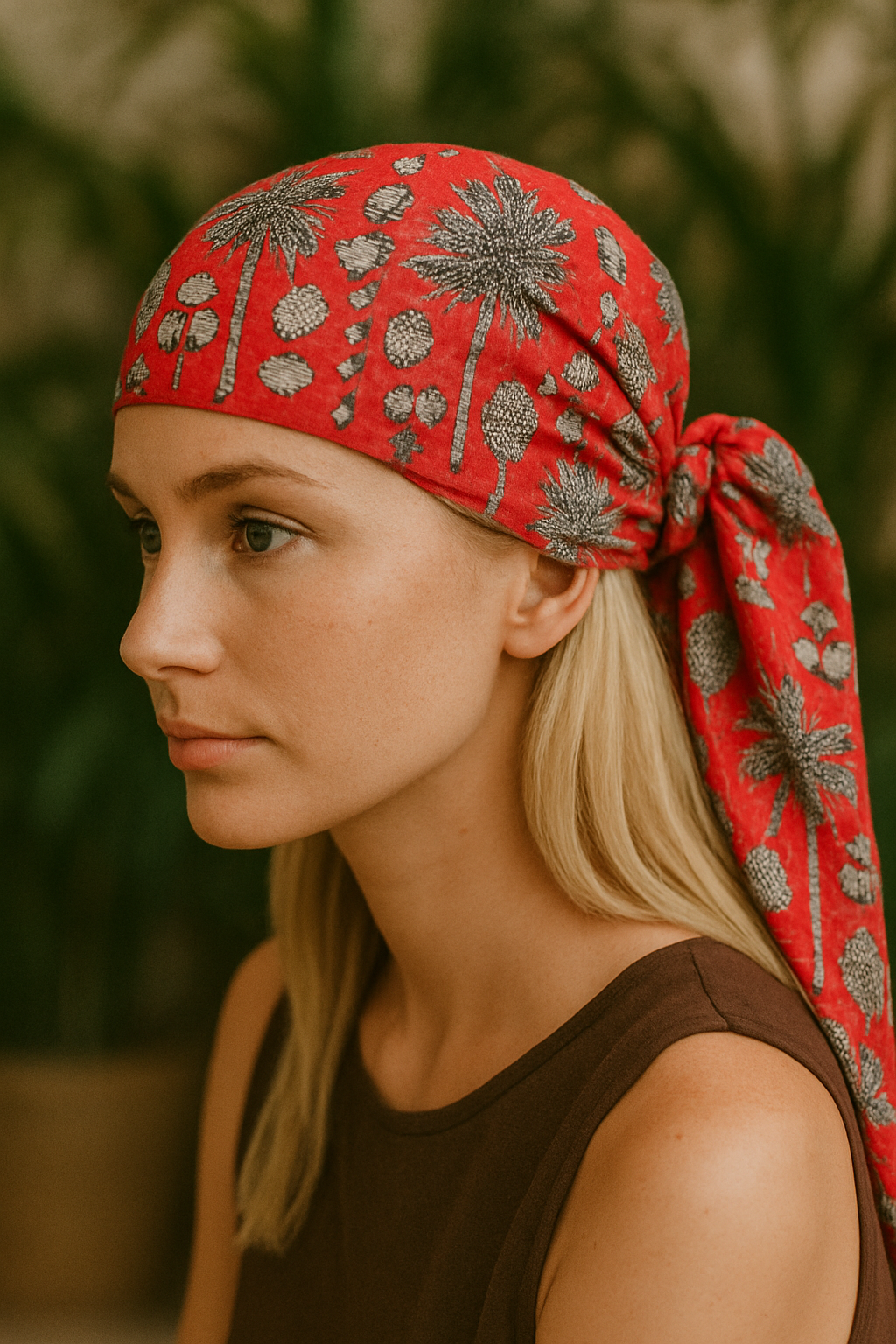 Selena Linen Scarf Flora Magenta