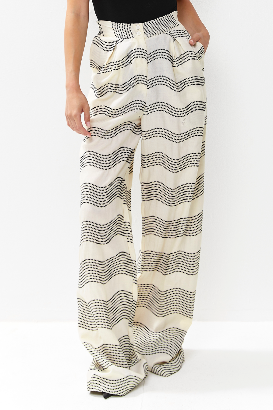 Isla Linen Pants Black Ripple