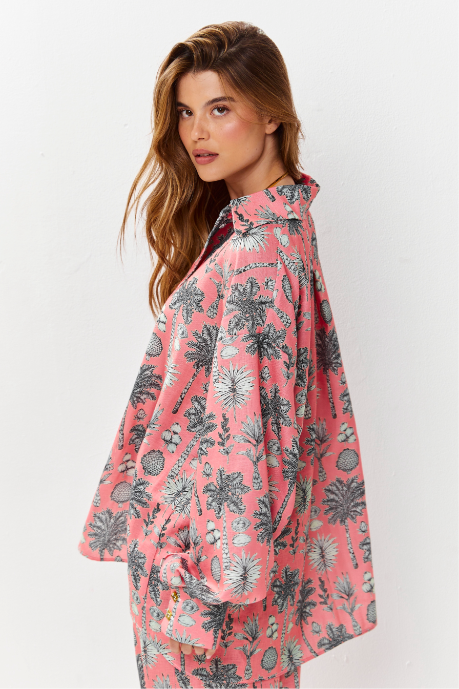 Selena Linen Shirt Flora Blush