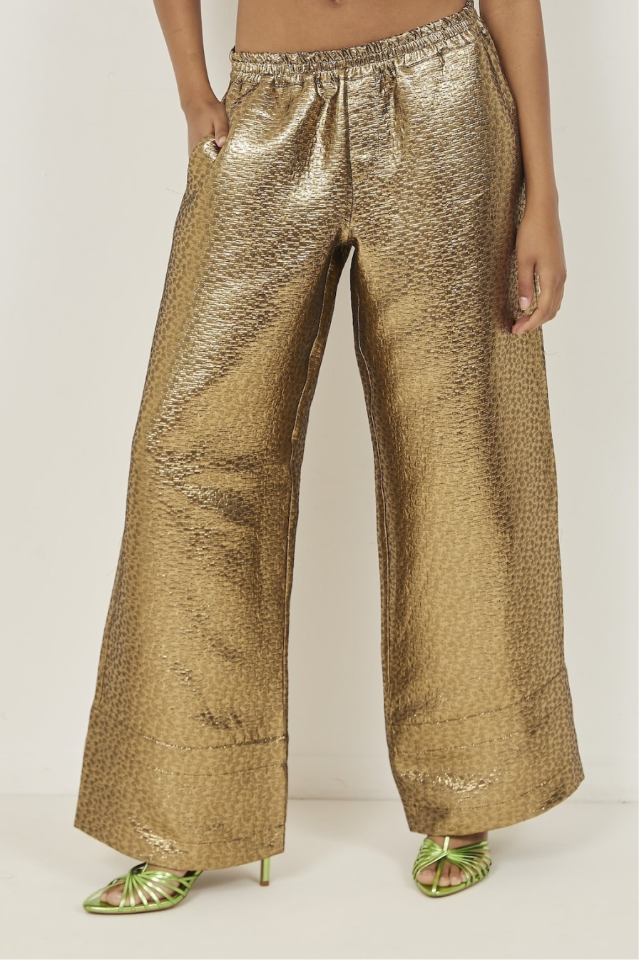Aurelia Jacquard Pants Gold