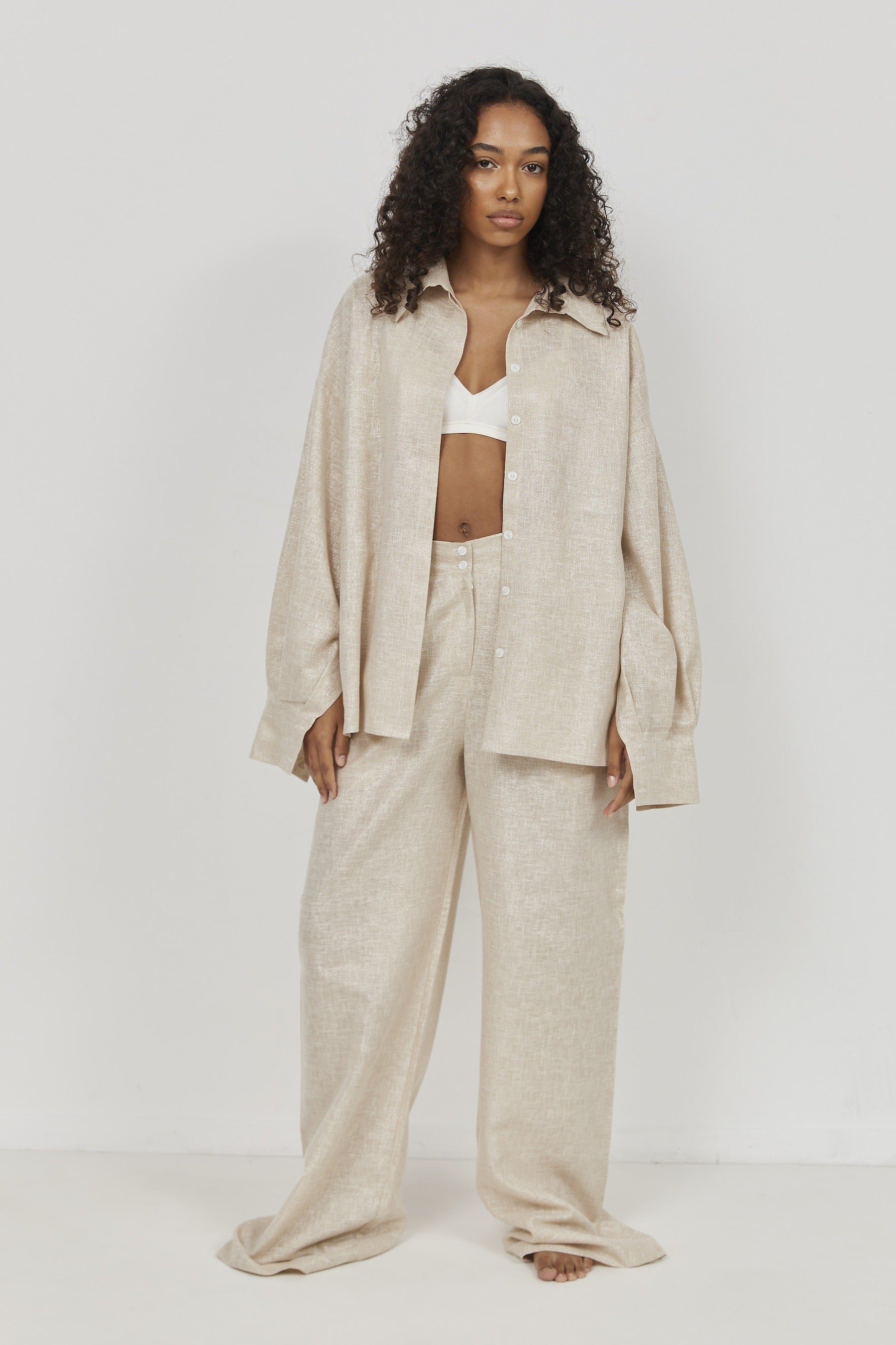 Selena Linen Shirt – Beige