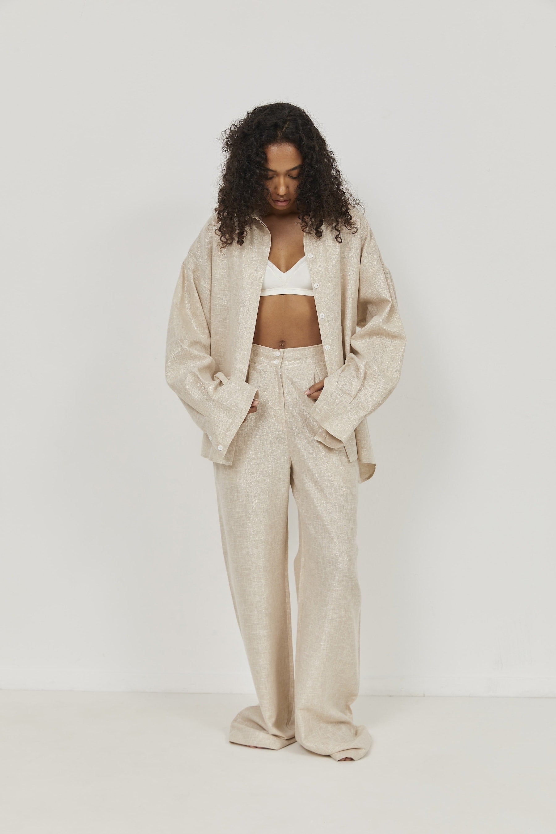 Selena Linen Shirt – Beige