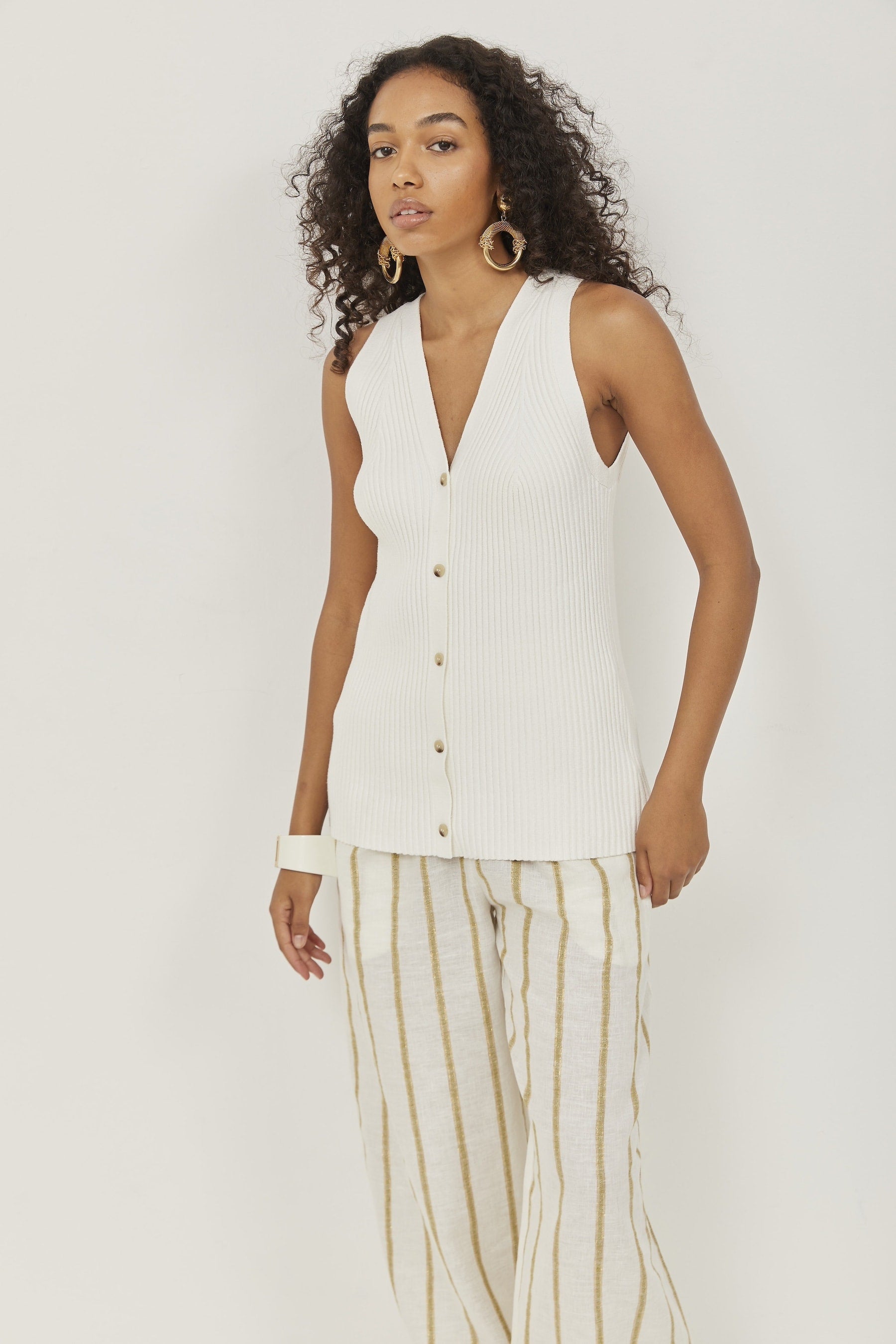 Isla Linen Pants Green Stripes