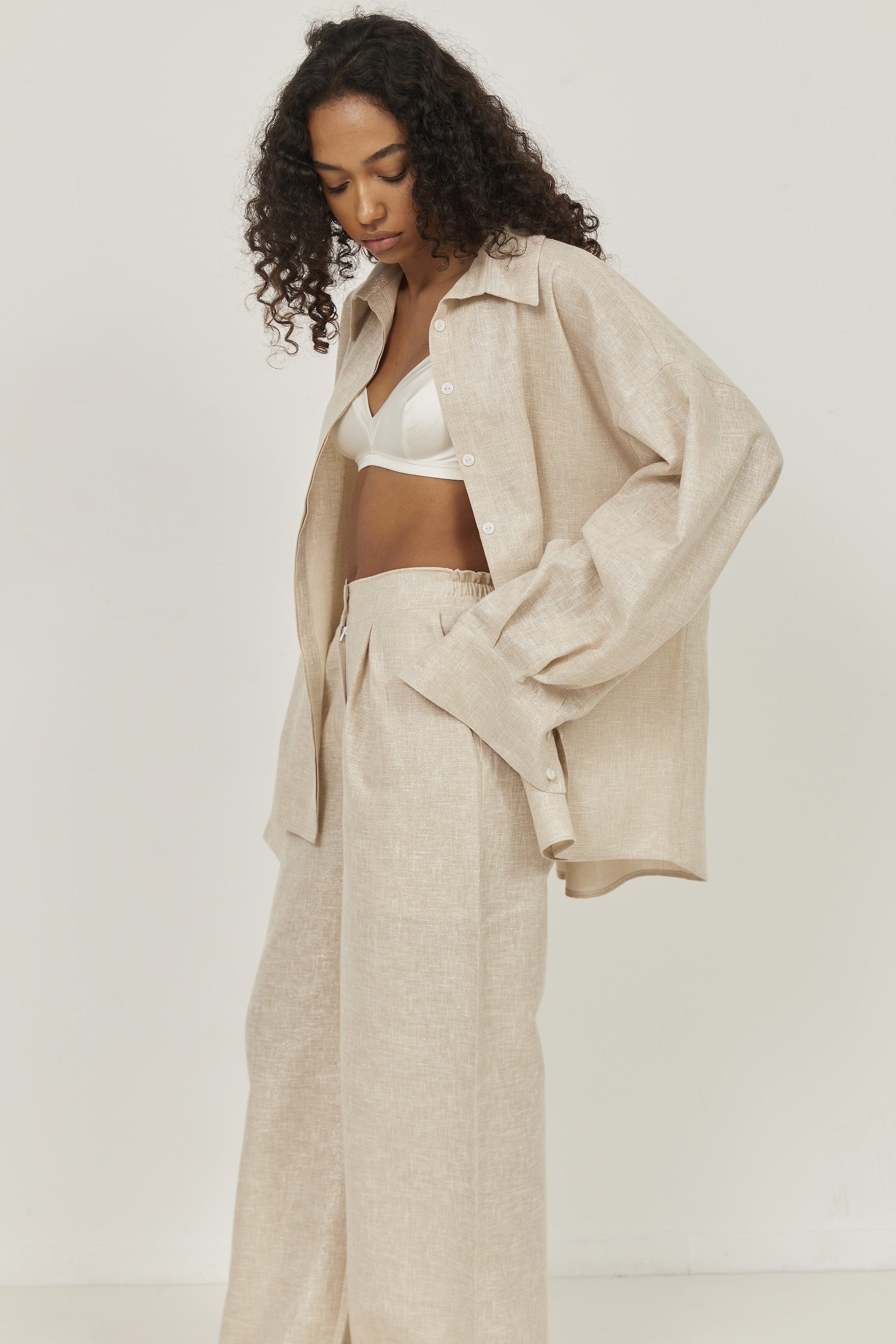 Selena Linen Shirt – Beige