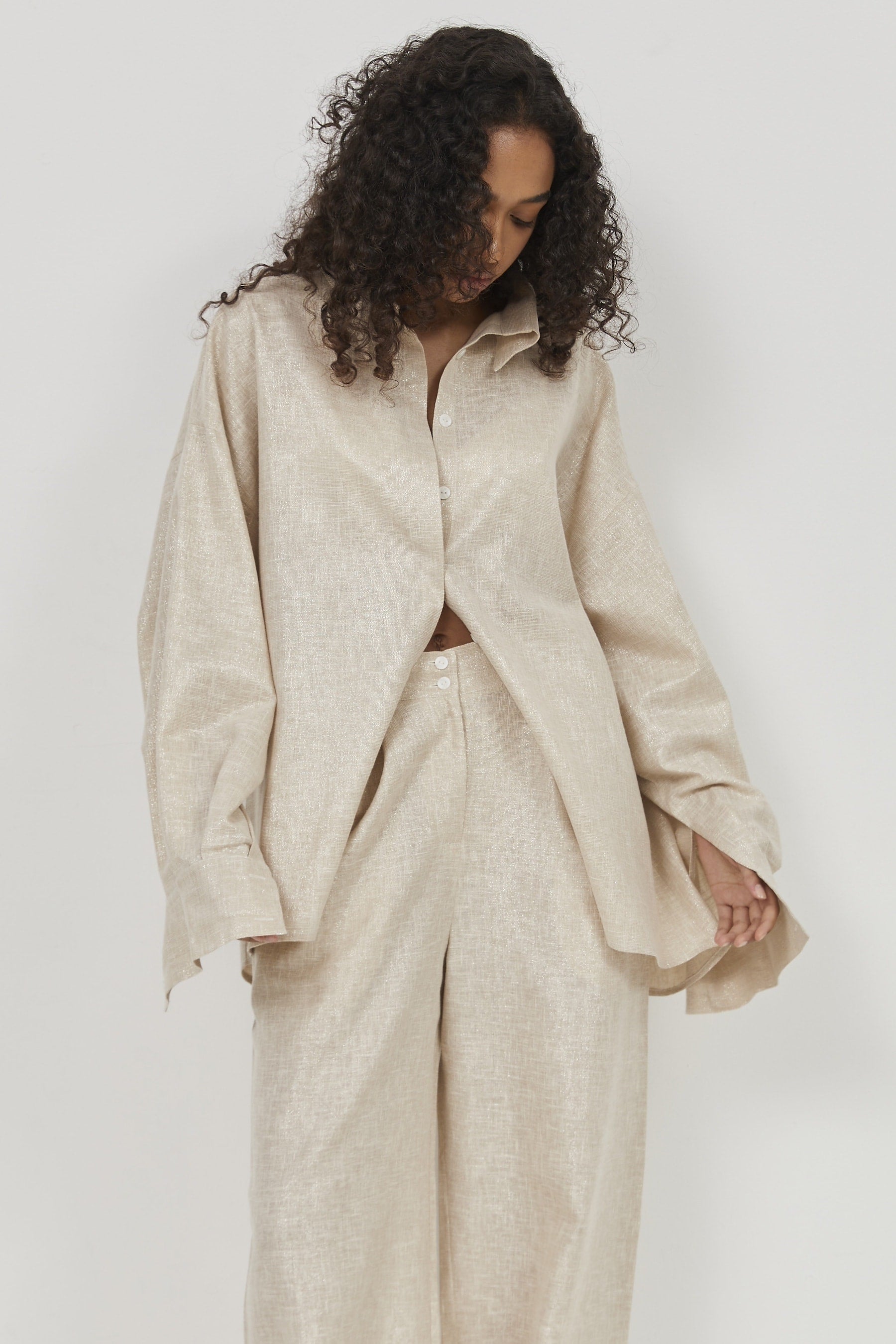 Selena Linen Shirt – Beige