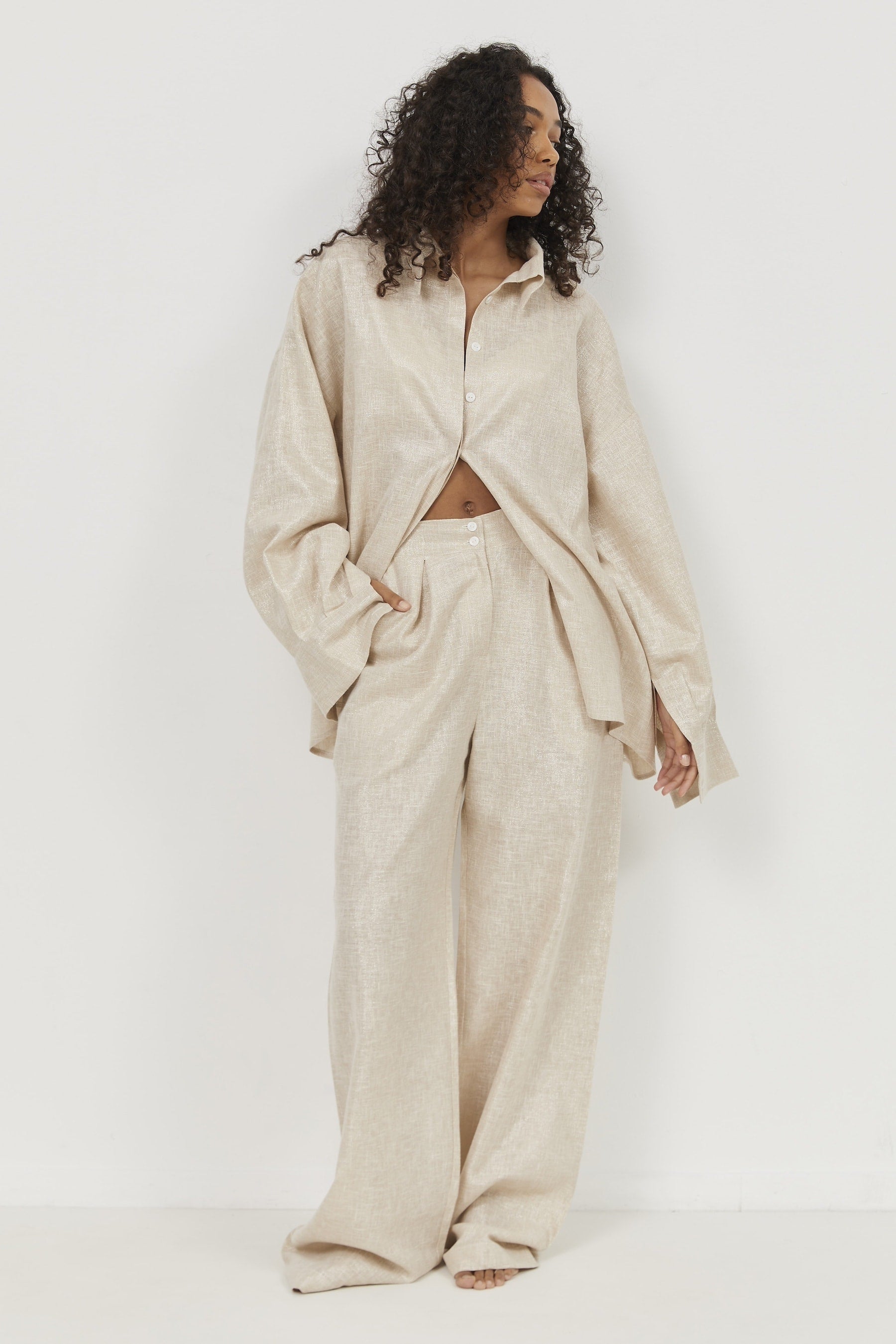 Selena Linen Shirt – Beige