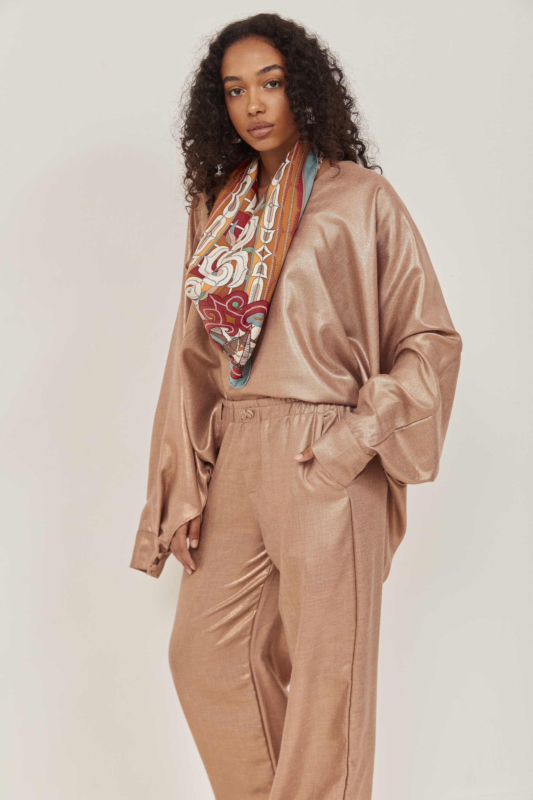 Celeste Linen Pants Rose Gold