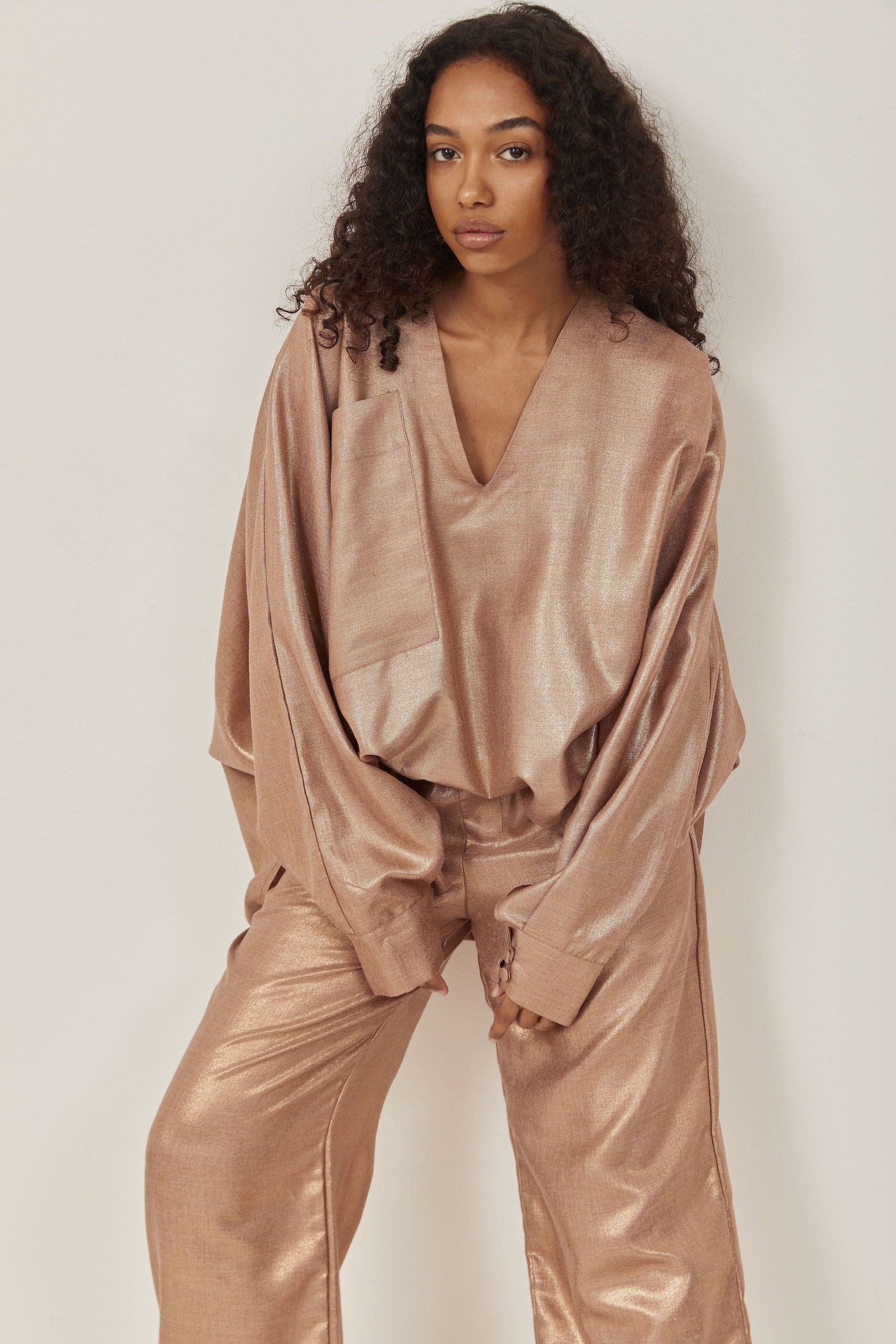 Celeste Linen Blouse Rose Gold