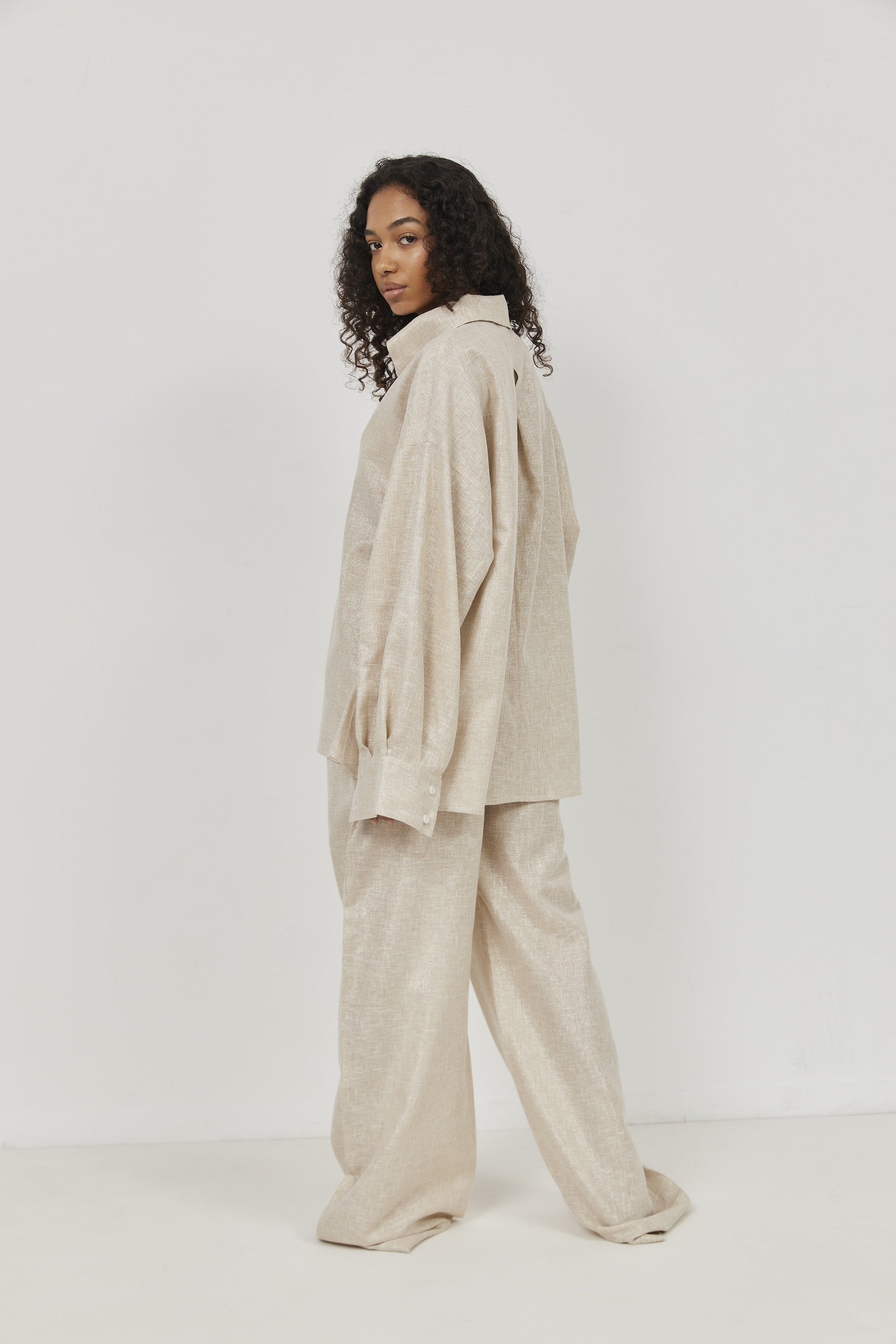 Selena Linen Shirt – Beige