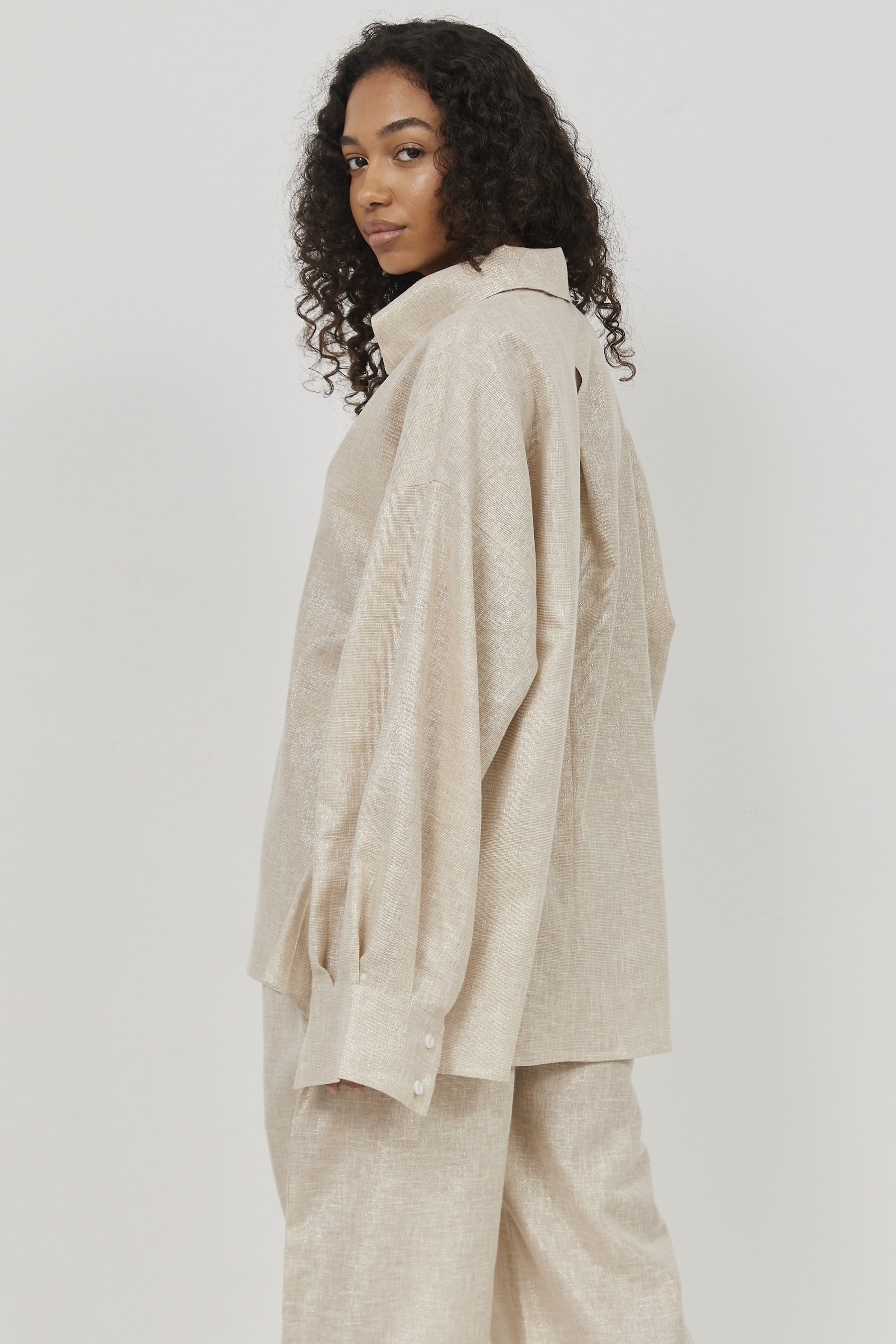 Selena Linen Shirt Beige