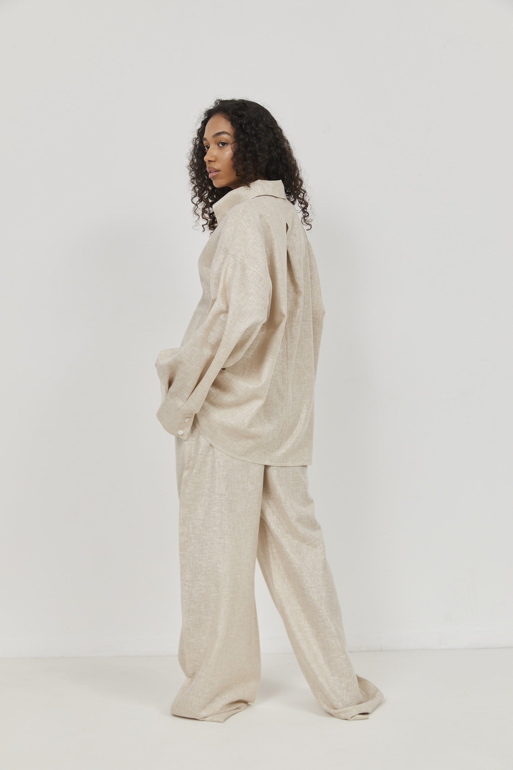 Selena Linen Shirt – Beige