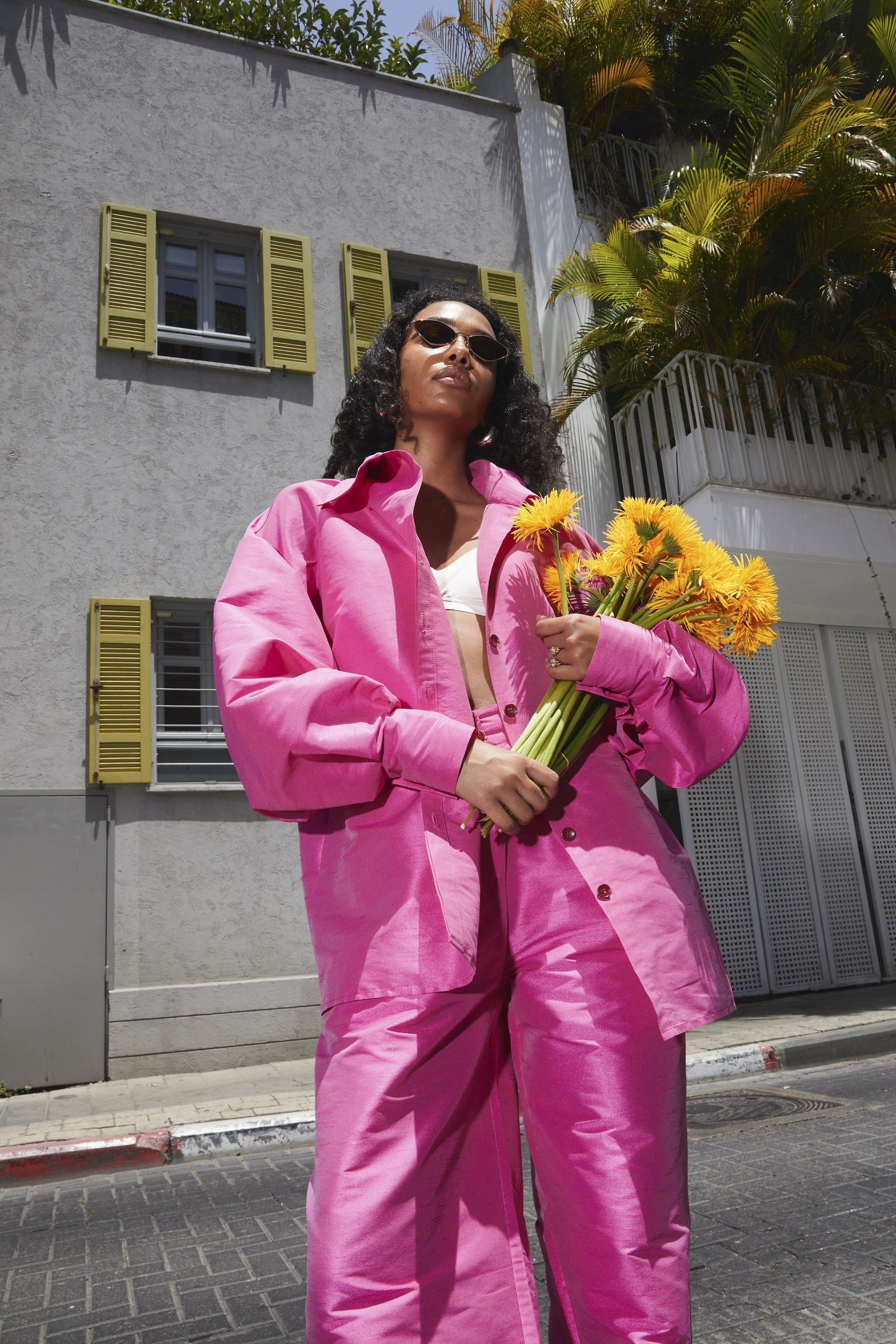 Selena Raw Silk Shirt Fuchsia