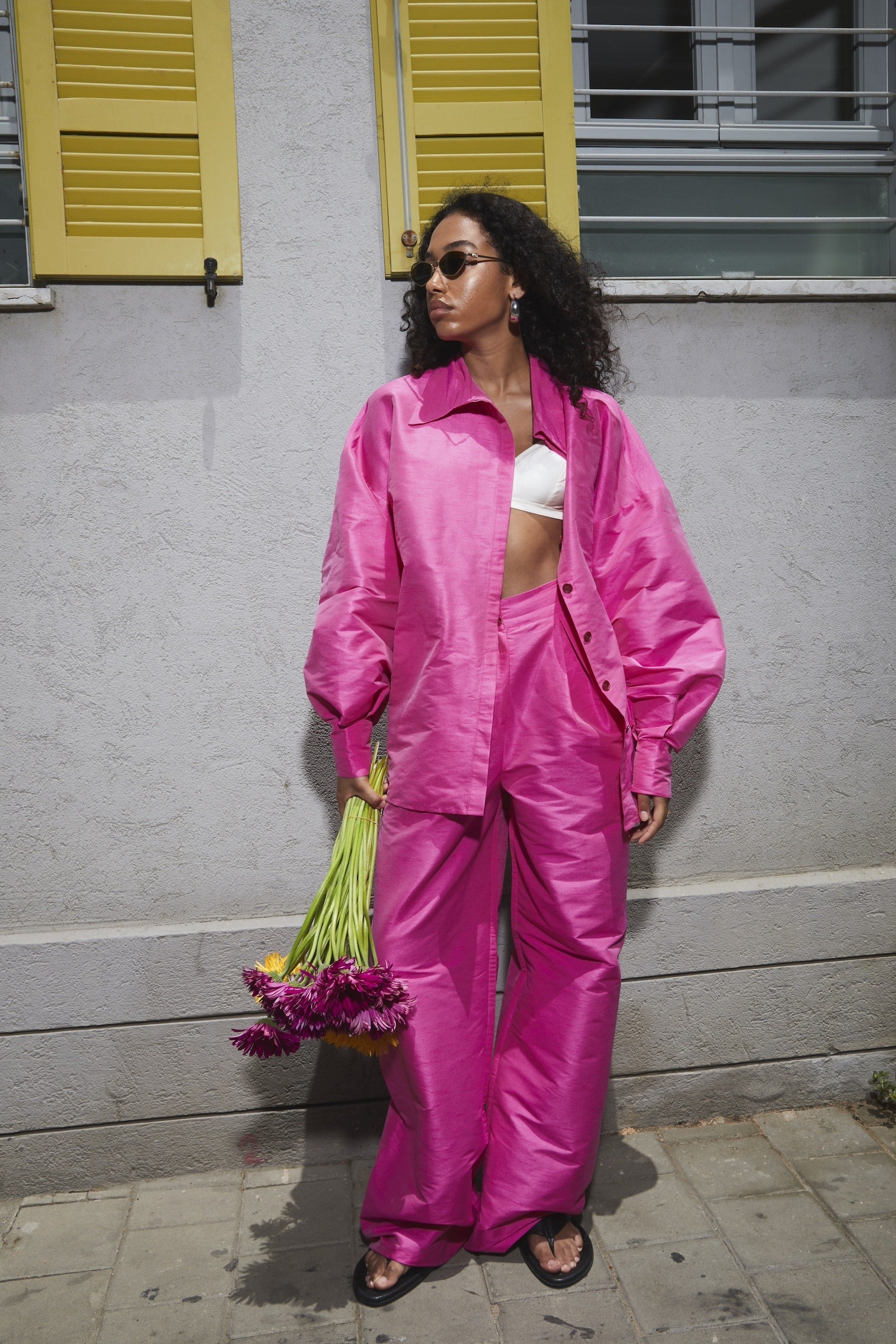 Isla Raw Silk Pants Fuchsia