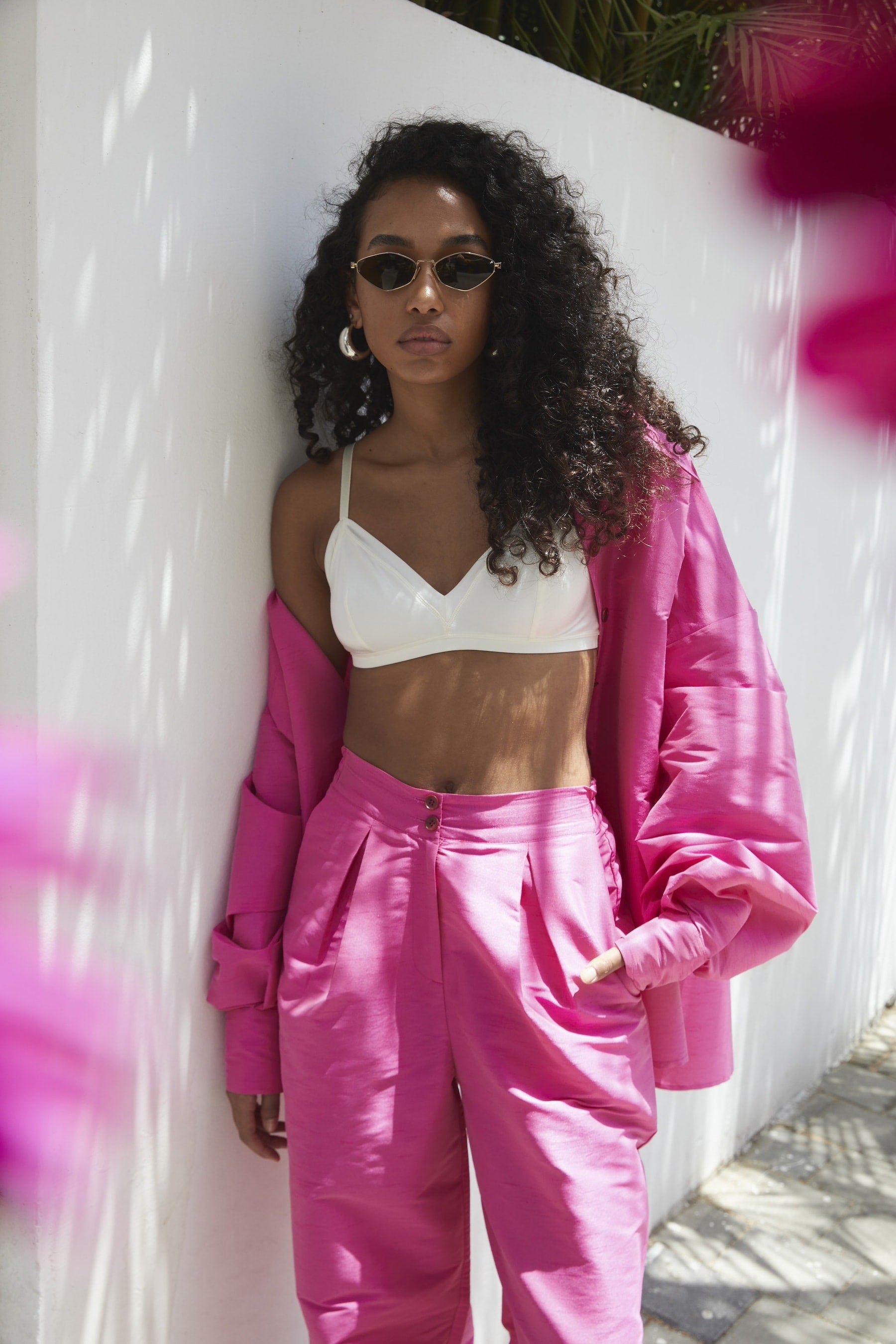 Isla Raw Silk Pants Fuchsia