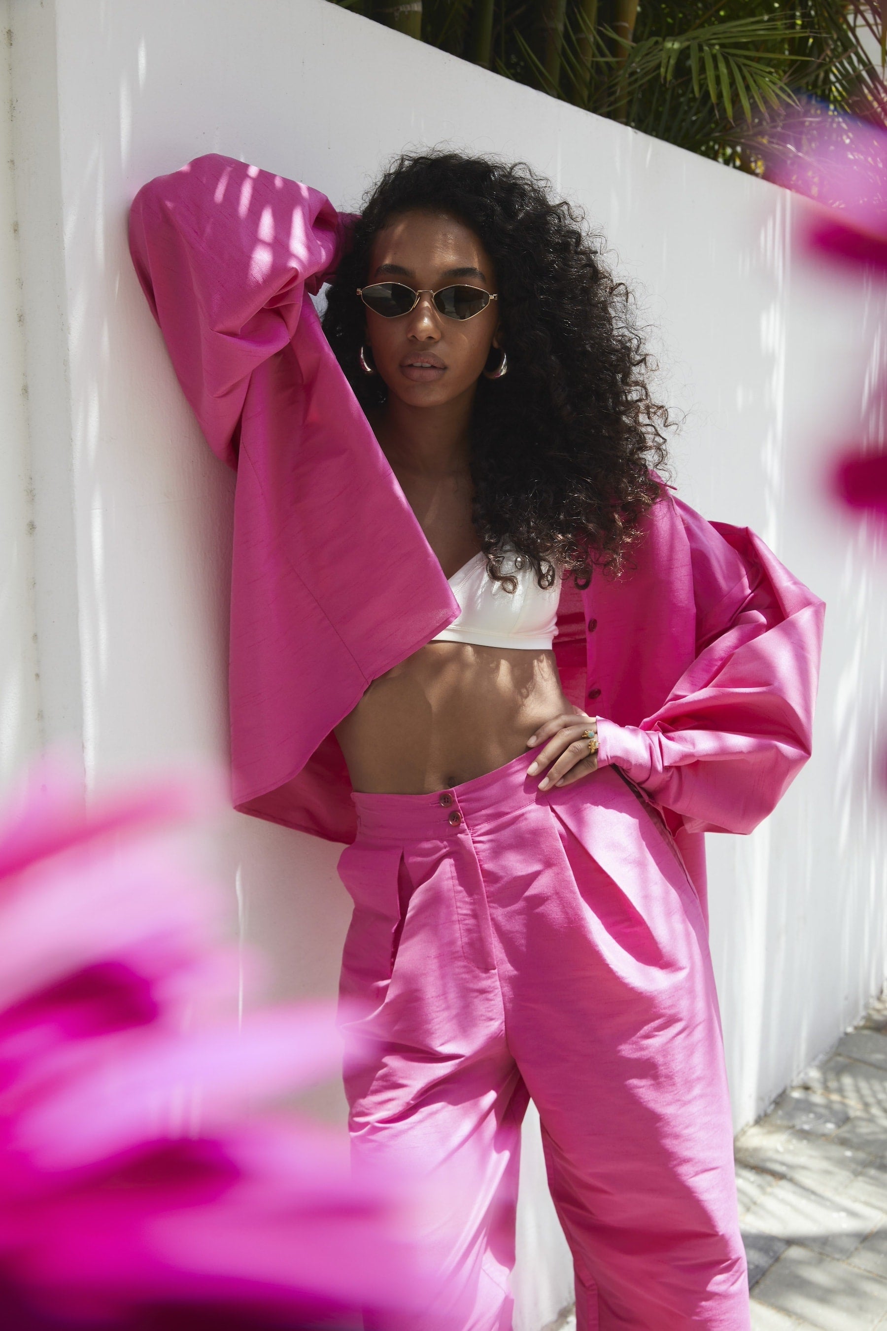 Isla Raw Silk Pants Fuchsia