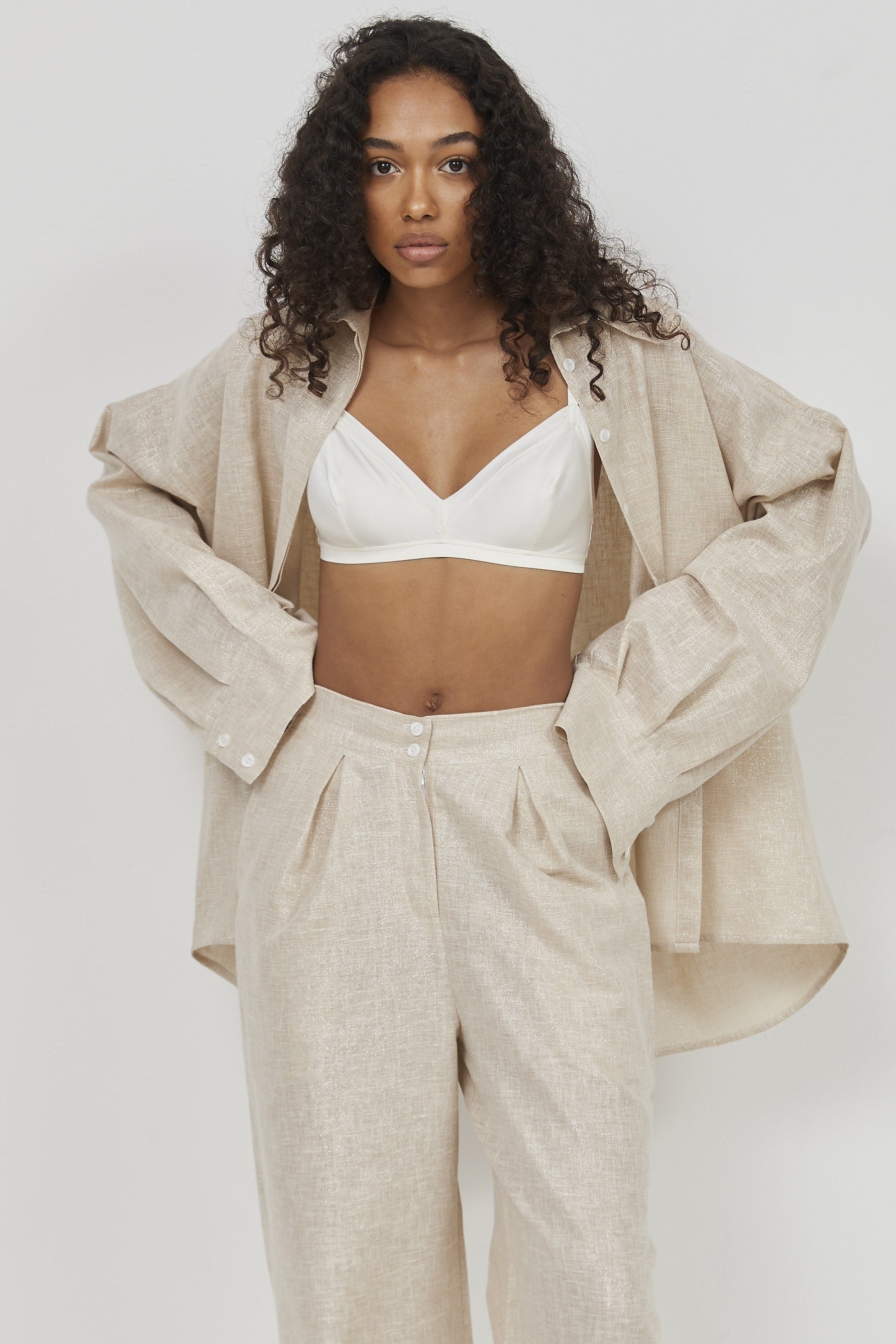 Selena Linen Shirt – Beige