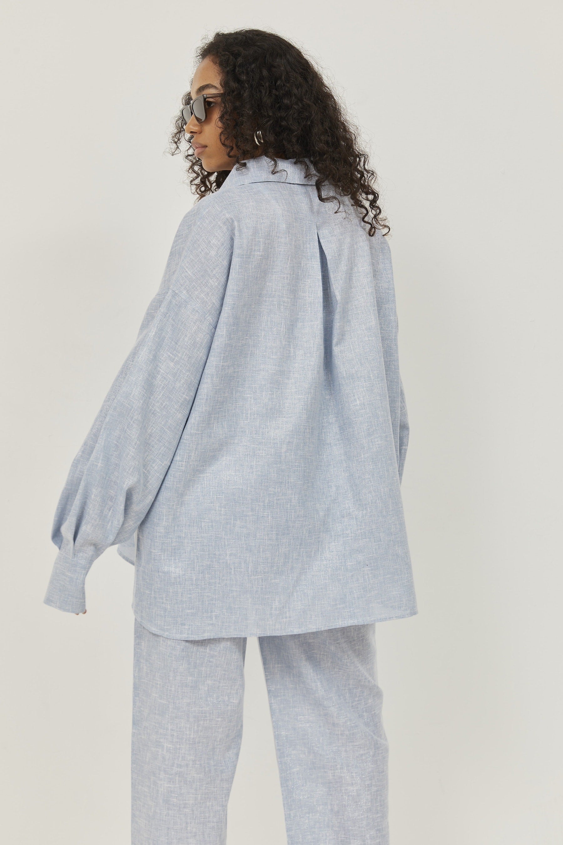 Selena Linen Shirt Blue