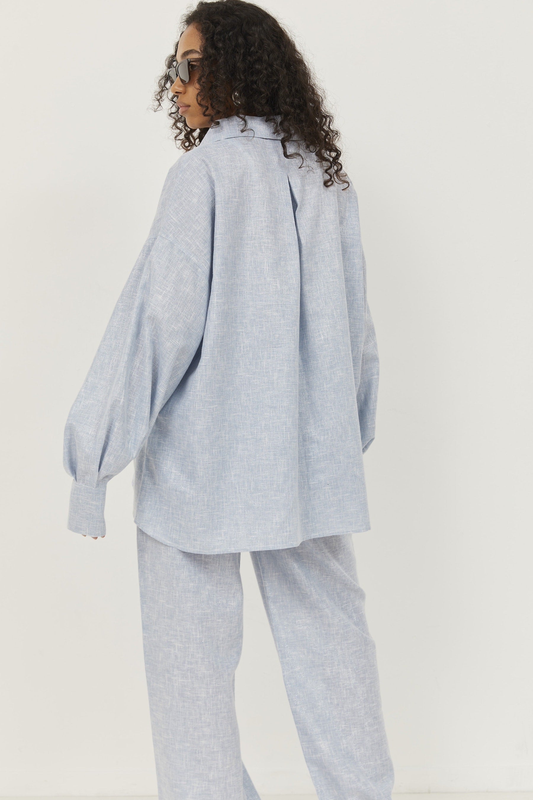 Selena Linen Shirt – Blue